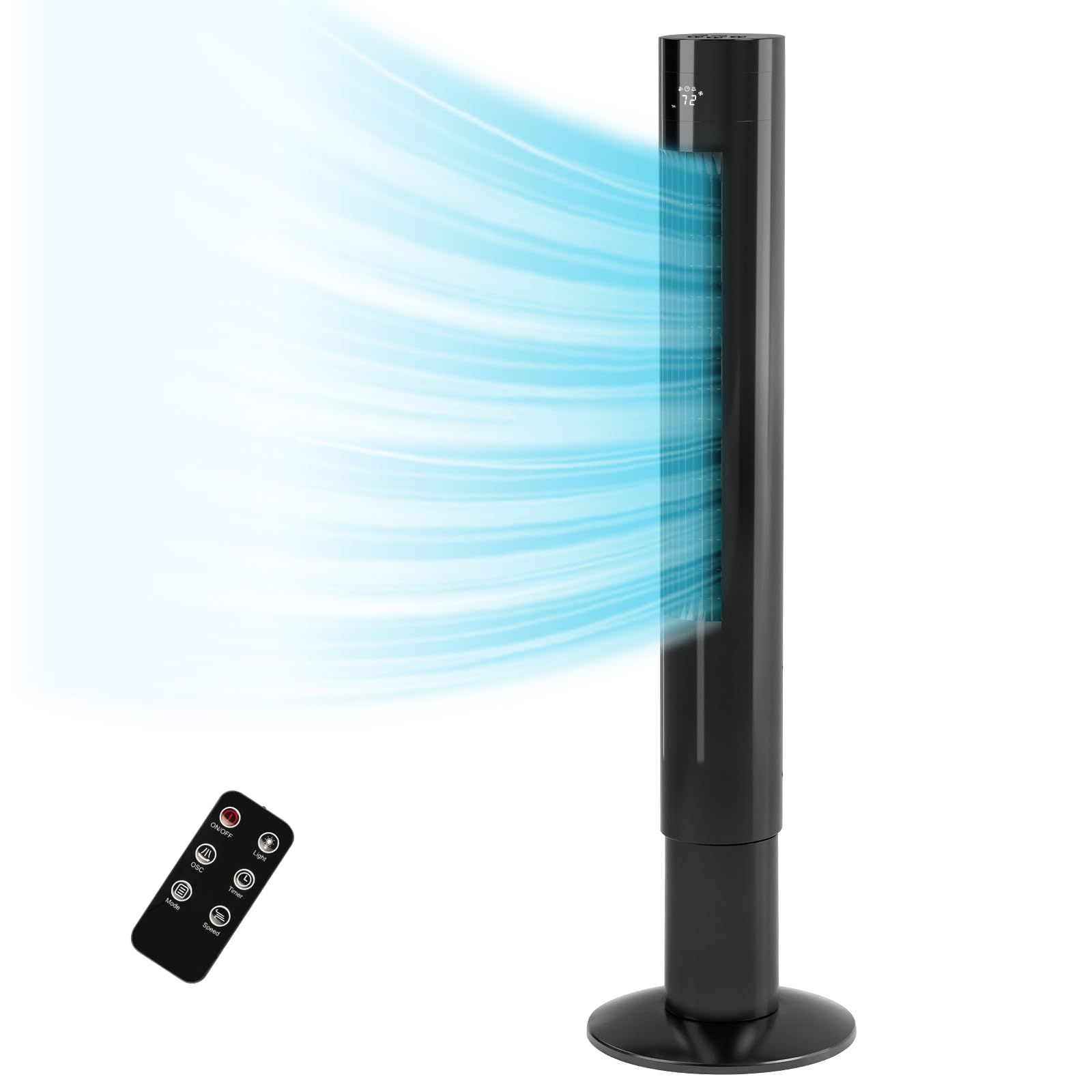 COWSAR LS53FAN12BK 35.83-in 120 -Volt Indoor Black Oscillating Tower Fan with Remote Battery(s) Included and