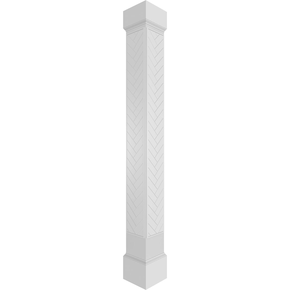 Ekena Millwork CC0810ENHBDMIMI Herringbone Modern Fretwork 8-Inches L x 10-Feet Unfinished PVC Column Wrap