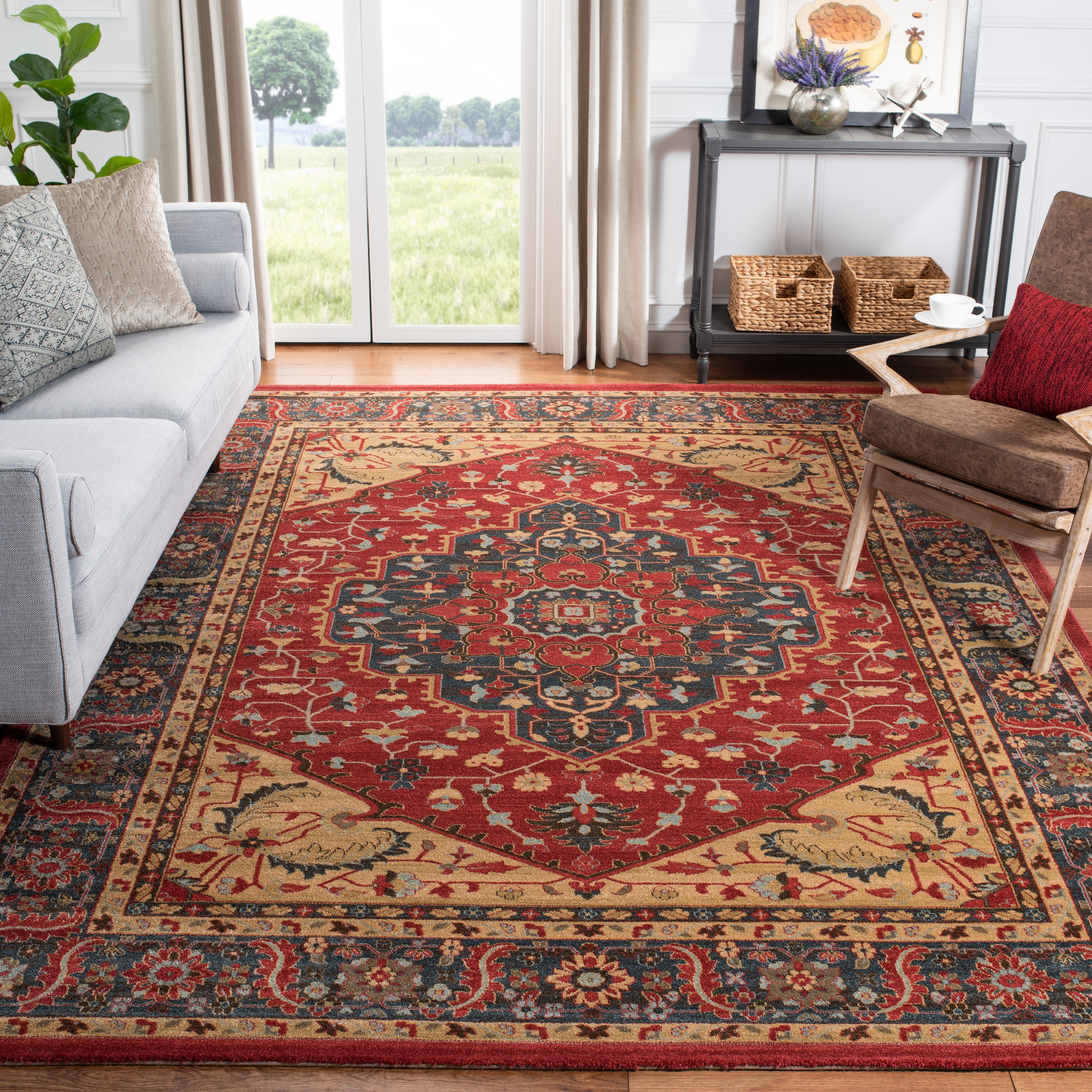 Safavieh Mahal Red and Navy 8' x 11' Stain-Resistant Area Rug