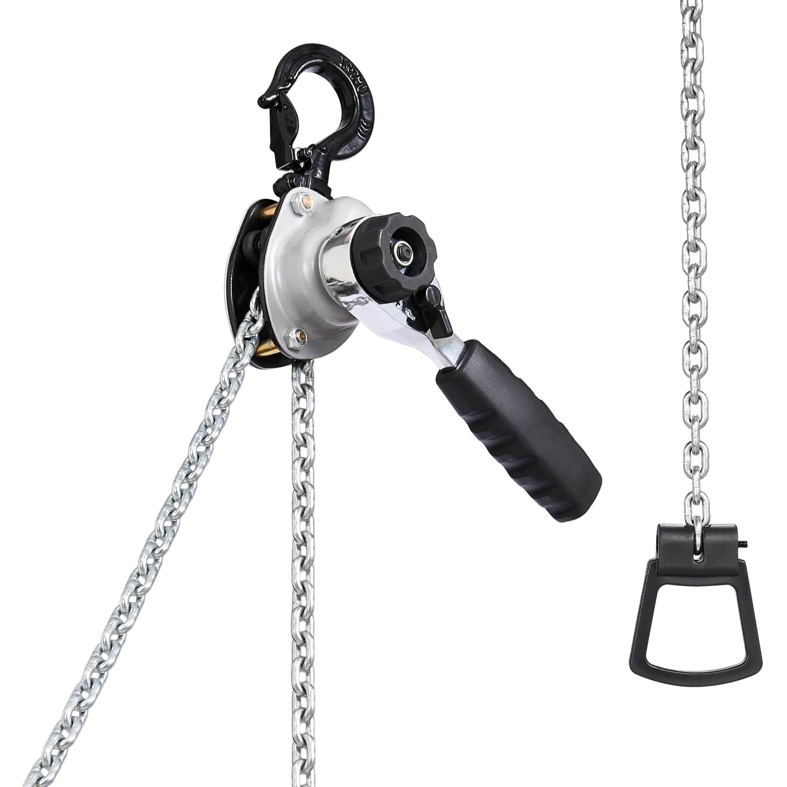 Etokfoks  Manual Lever Chain Hoist 1100 lb Capacity 20 ft Lift G80 Alloy Steel Chain Dual Pawl Mechanical Brake Rotating Hooks for Construction