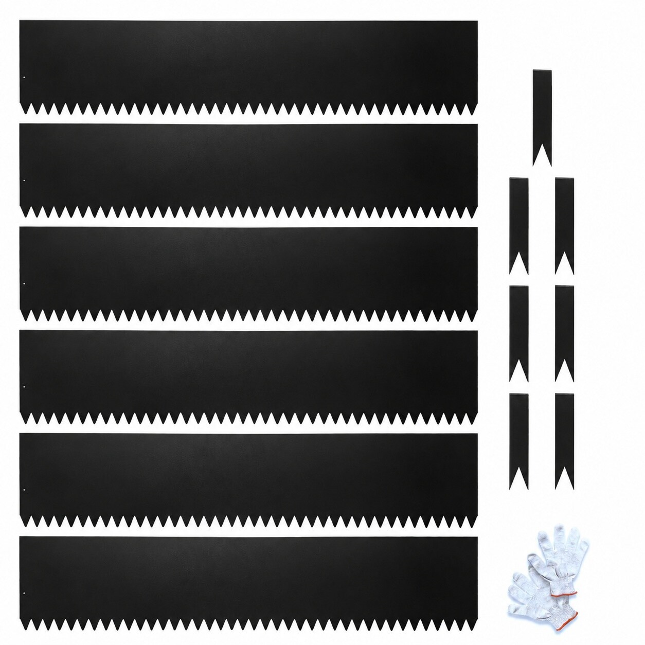 Adrinfly  Metal Landscape Edging 6 Pack 40 L by 12.5 H Galvanized Steel Bendable Garden Edging with Gloves and Clips Black 20 Feet Total