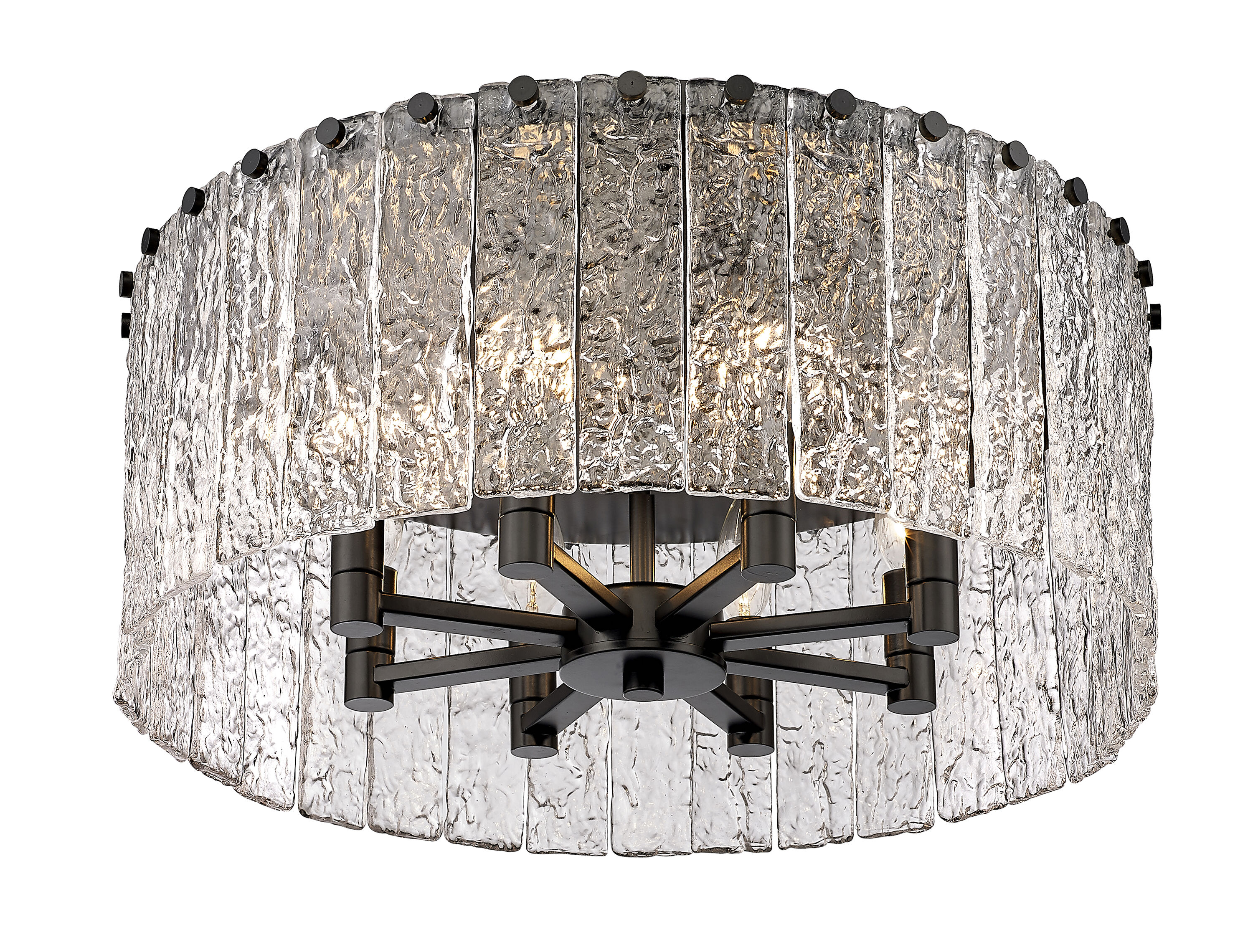 Matte Black Contemporary Glacier 8-Light Flush Mount Ceiling Fixture