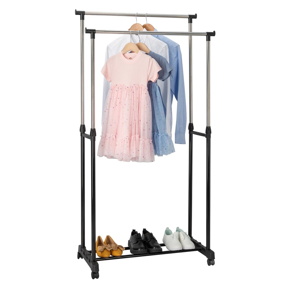 Winado Black Steel Clothing Rack With Adjustable Rod And Shoe Shelf ...