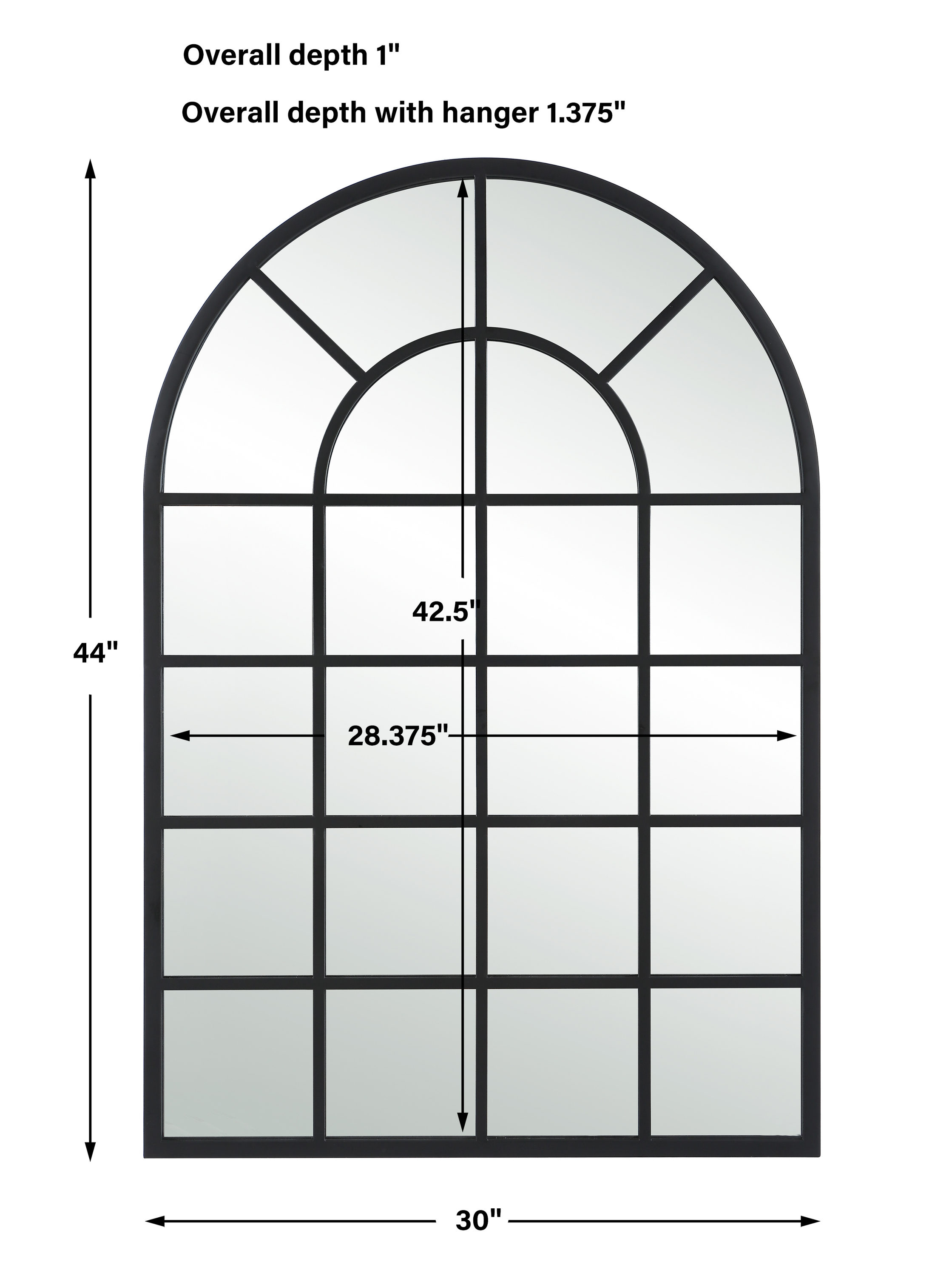 allen + roth 30.13-in W x 44-in H Arch Black Framed Wall Mirror in the ...