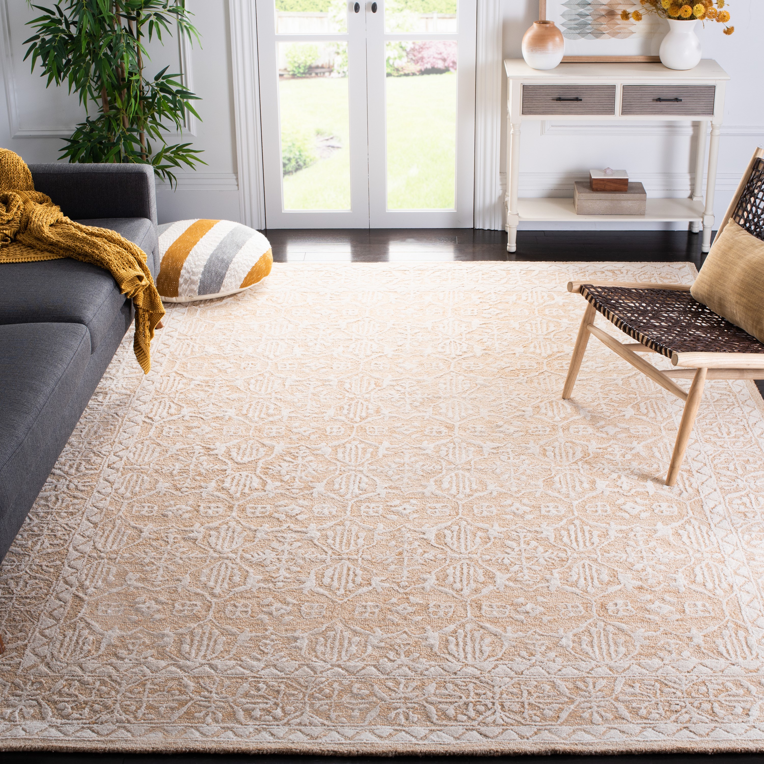 Safavieh MET903D-8 Metro Freya 8 x 10 (ft) Tufted Wool Gold/Ivory Rectangular Indoor Abstract Bohemian/Eclectic Area rug