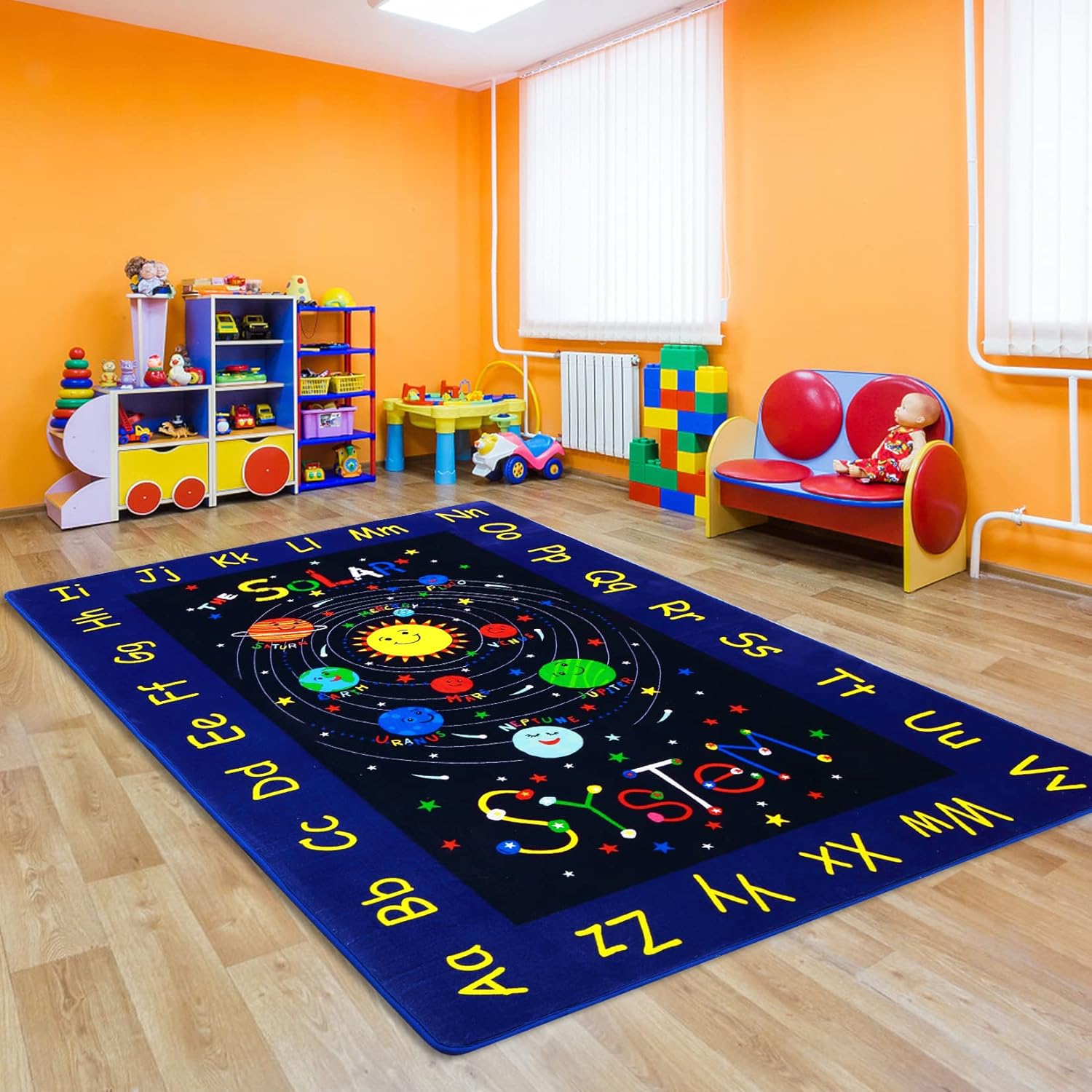IdealHouse Non Slip Outer Space Kids Rugs for Playroom Large Throw Carpet for Children Bedroom Kids Playmat Solar System Play Rug for Kids Bedroom Nursery Playroom Classroom 8 x 10 ft