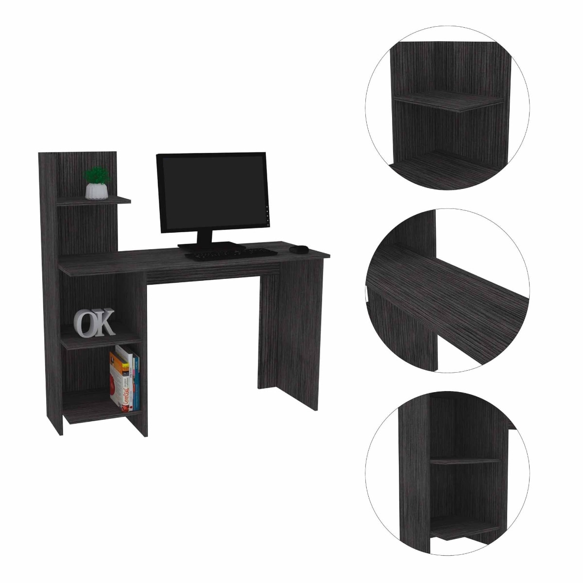 HomeRoots 4000403836 Modern Smokey Gray Computer Desk