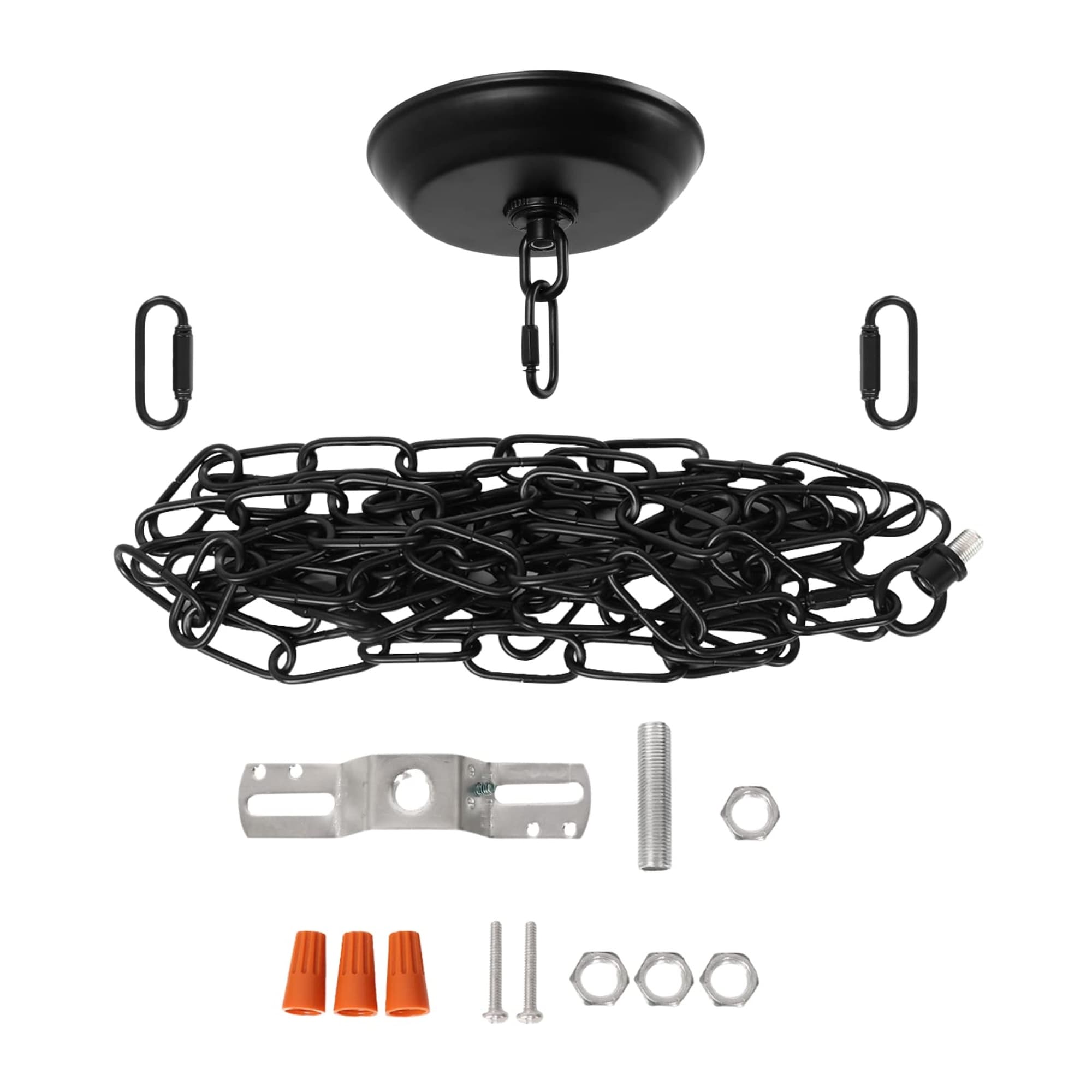 Wudkey - 10 Ft Black Metal Chandelier Chain with Canopy Kit Heavy Duty Hanging Light Fixture Moun...