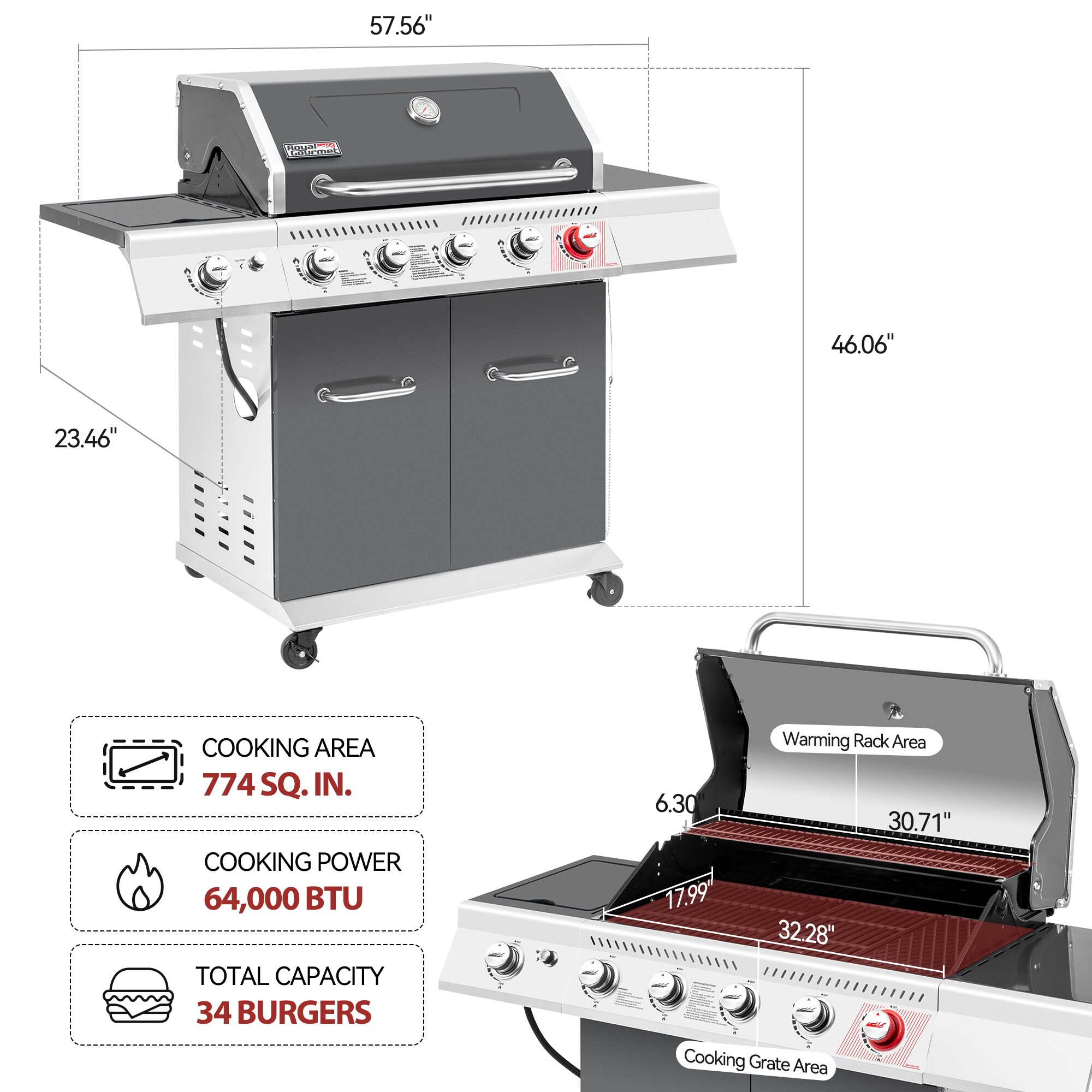 Royal Gourmet GA5404G Gas-Grill - View #16