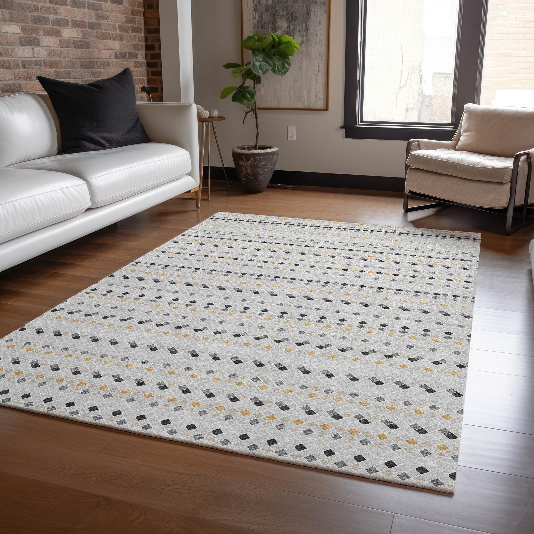 Addison Rugs ACN1417SV8X10 Chantille ACN1417SV 8 x 10 (ft) Polyester Silver Rectangular Indoor/Outdoor Geometric Machine washable Area rug