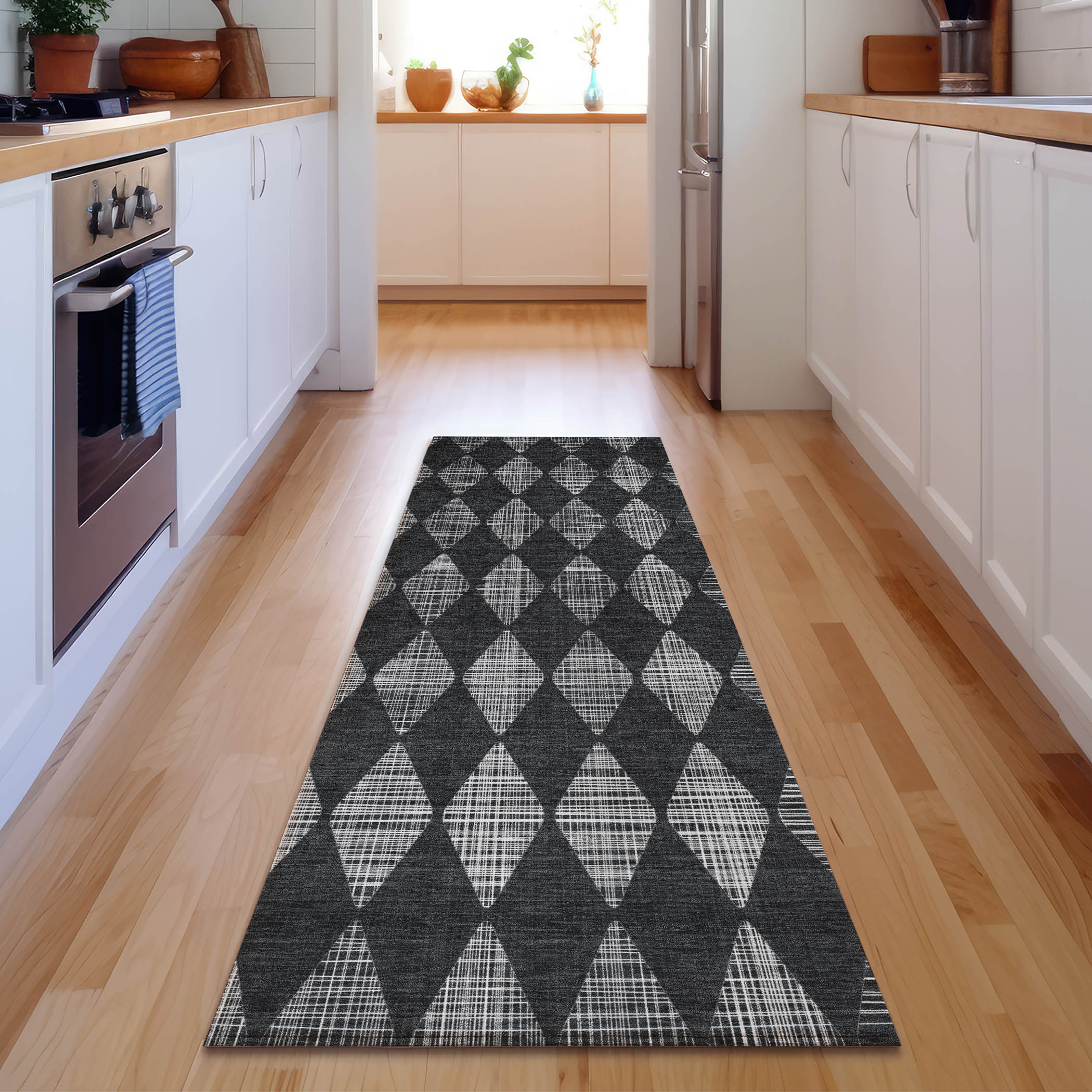 Addison Rugs AMF578CC2X8 Mayfield AMF578CC 2 x 7 (ft) Loomed Polyester Charcoal Rectangular Indoor Geometric Machine washable Area rug