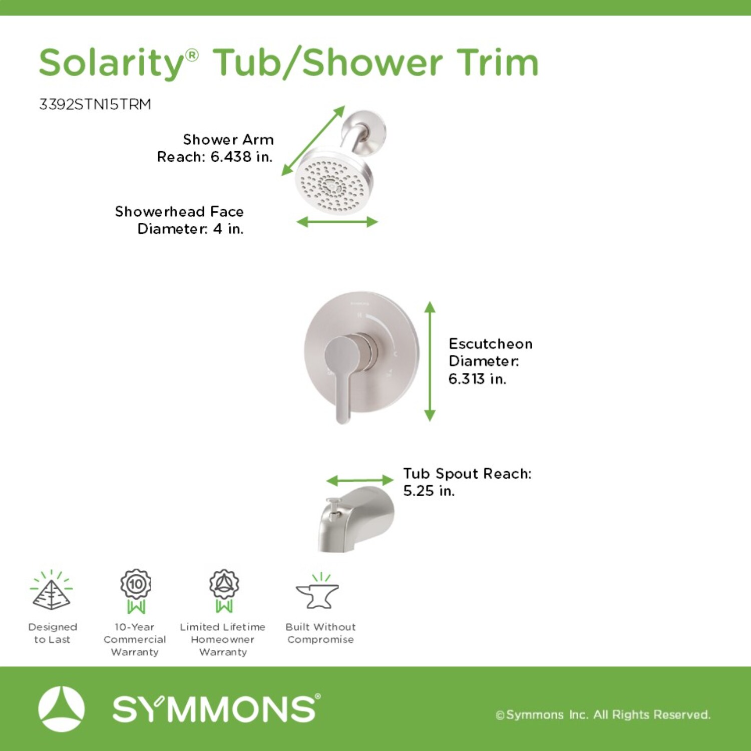 Symmons 3392STN15TRM Tub-Shower-Faucets - View #2