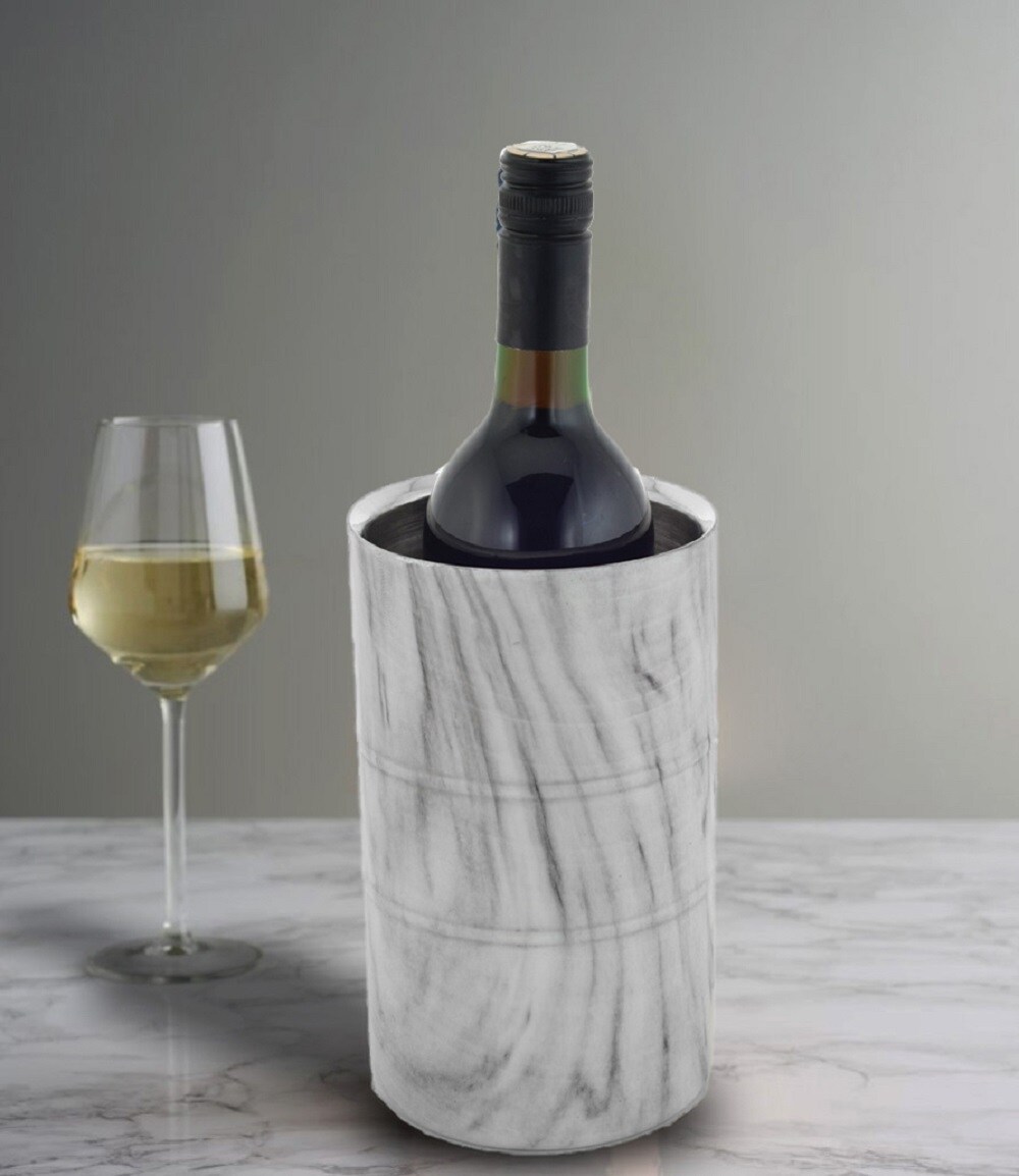 Brass & White Marble Utility Wine Cooler/Canister