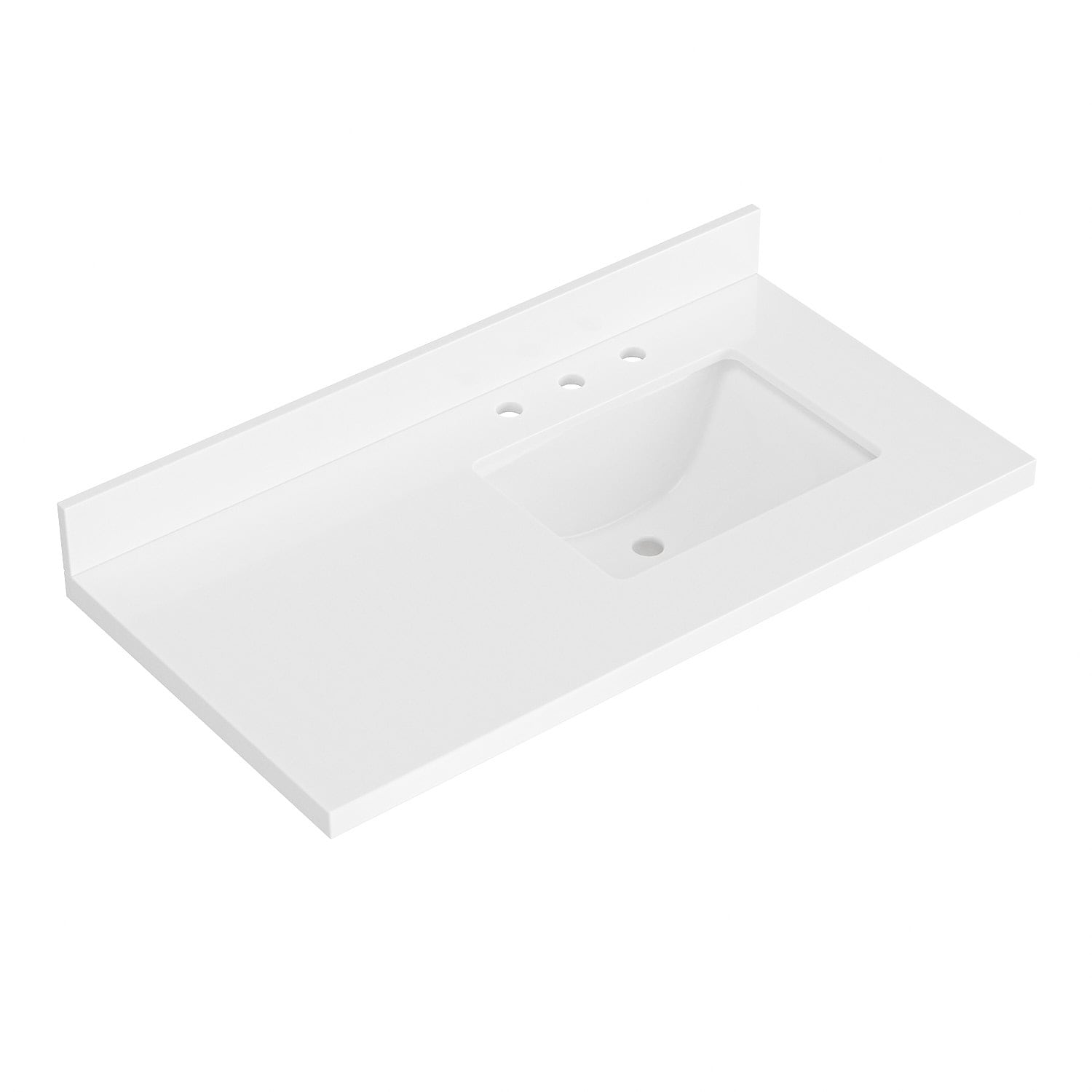 ARIEL WQ-43R-CT-RS 43-in x 22-in Pure White Quartz Quartz Undermount Single Sink Widespread Faucet Mount Bathroom Vanity Top