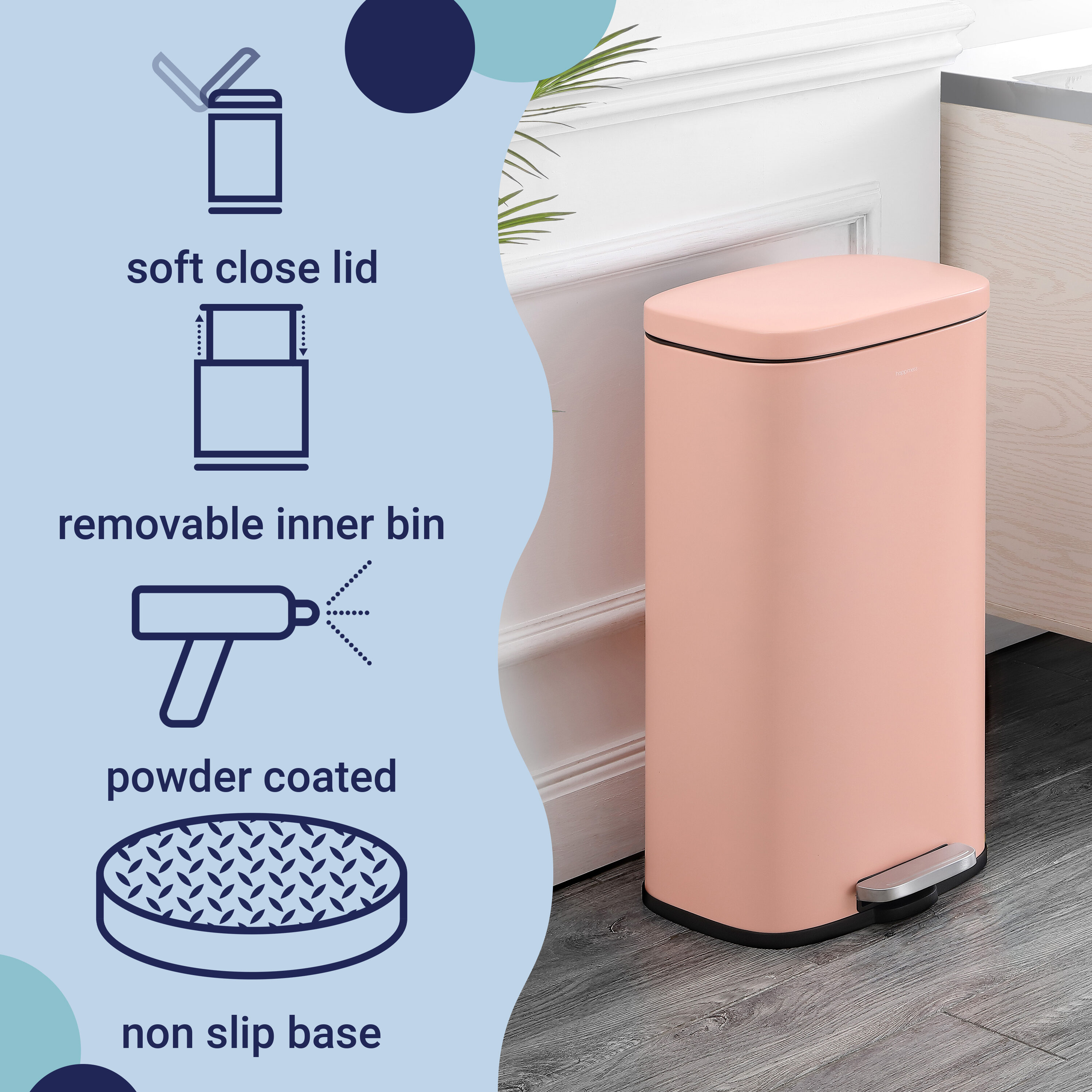 Flamingo Pink Stainless Steel Step-On Trash Can, 8 Gallons