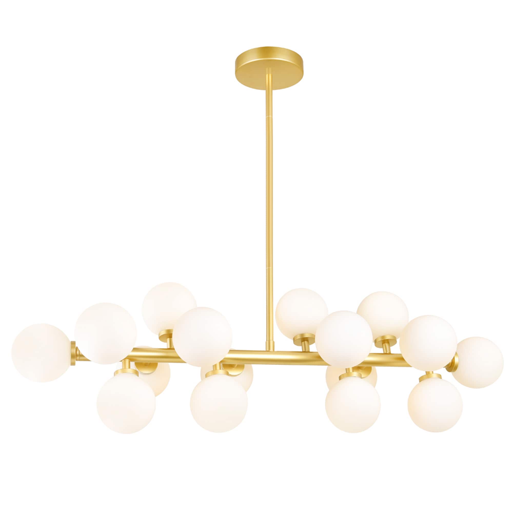 Arya Vintage Glam Satin Gold 36" Chandelier with Frosted Glass Globes