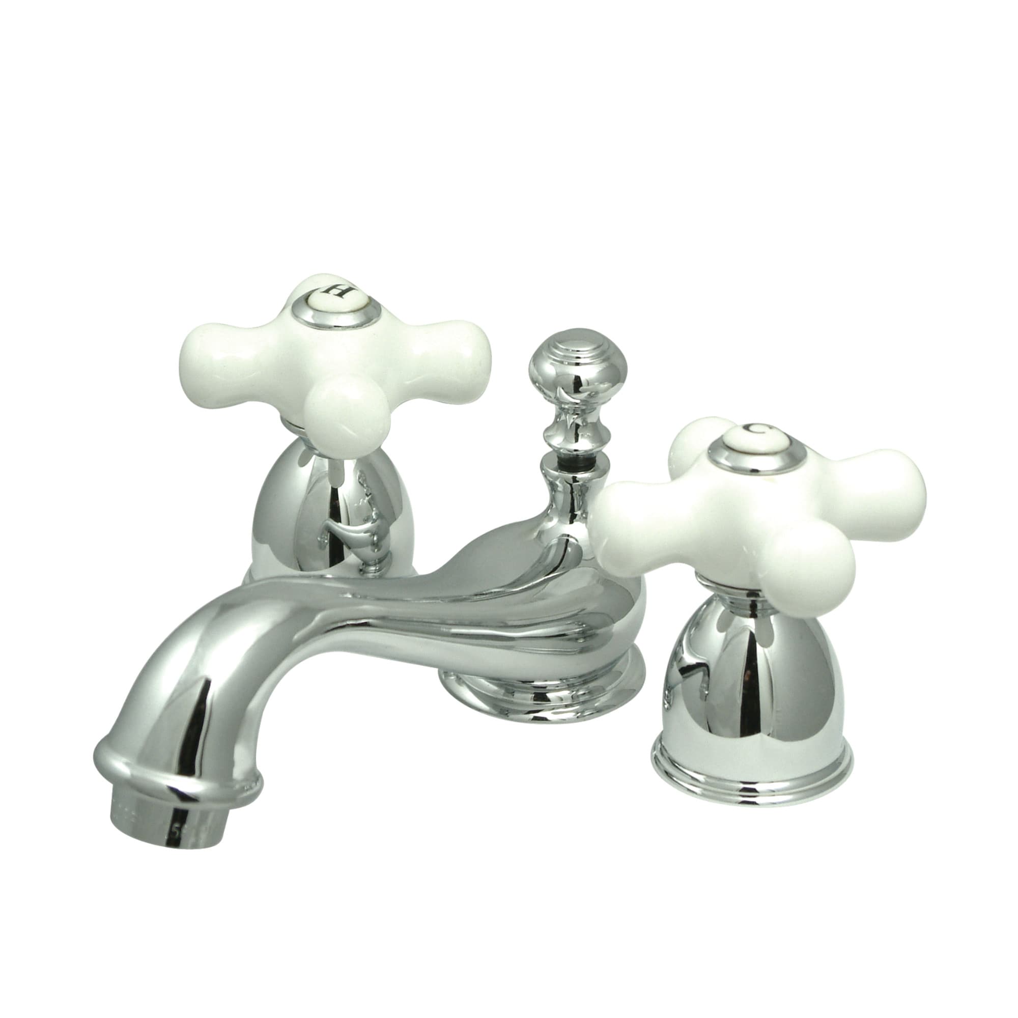 Kingston Brass WLKS3951PX Vintage Chrome 4-in centerset 2-handle Low-arc Residential Handle Bathroom Sink Faucet with Drain
