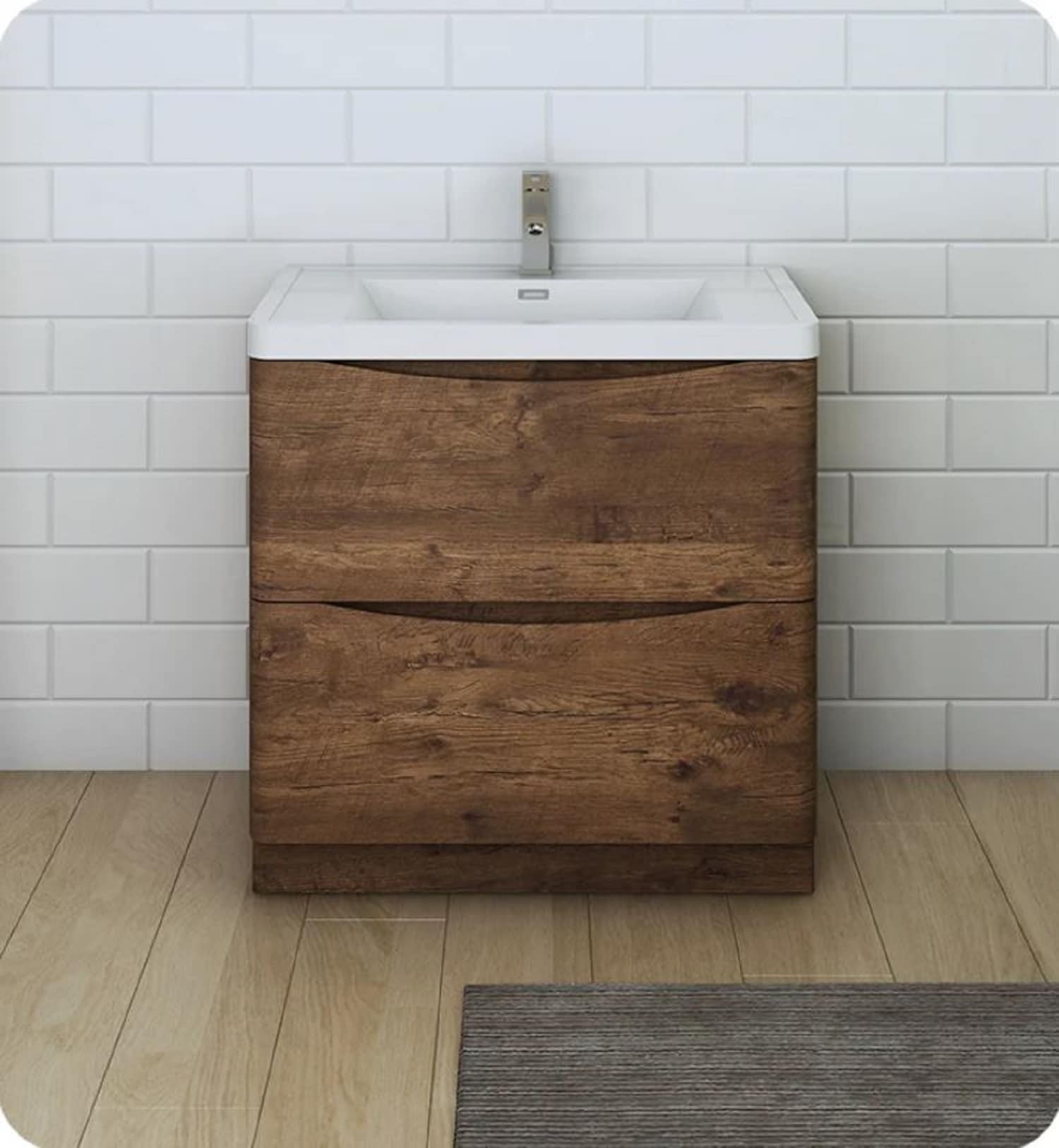 Fresca FCB9132RW-I Tuscany 32-in Rosewood Single sink Bathroom Vanity with White Acrylic Top