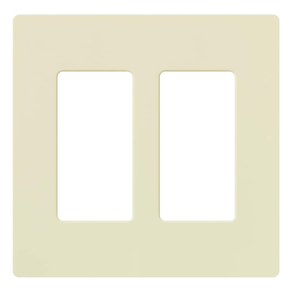 Lutron CW-2-AL Claro 2 -Gang Standard Size Almond Plastic Indoor Screwless Decorator Wall Plate