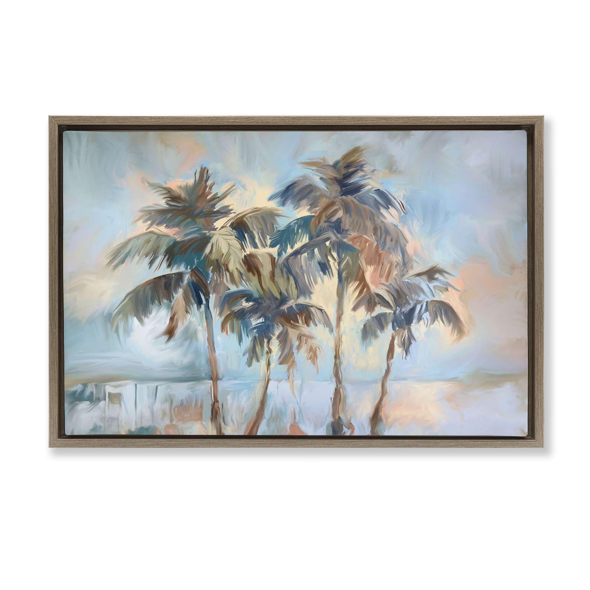 Stupell Industries BS-969-FFE-16X24 Cool Palm Trees Sunrise Brown Framed Floater Canvas Wall Art By Ramona Murdock 25 x 17