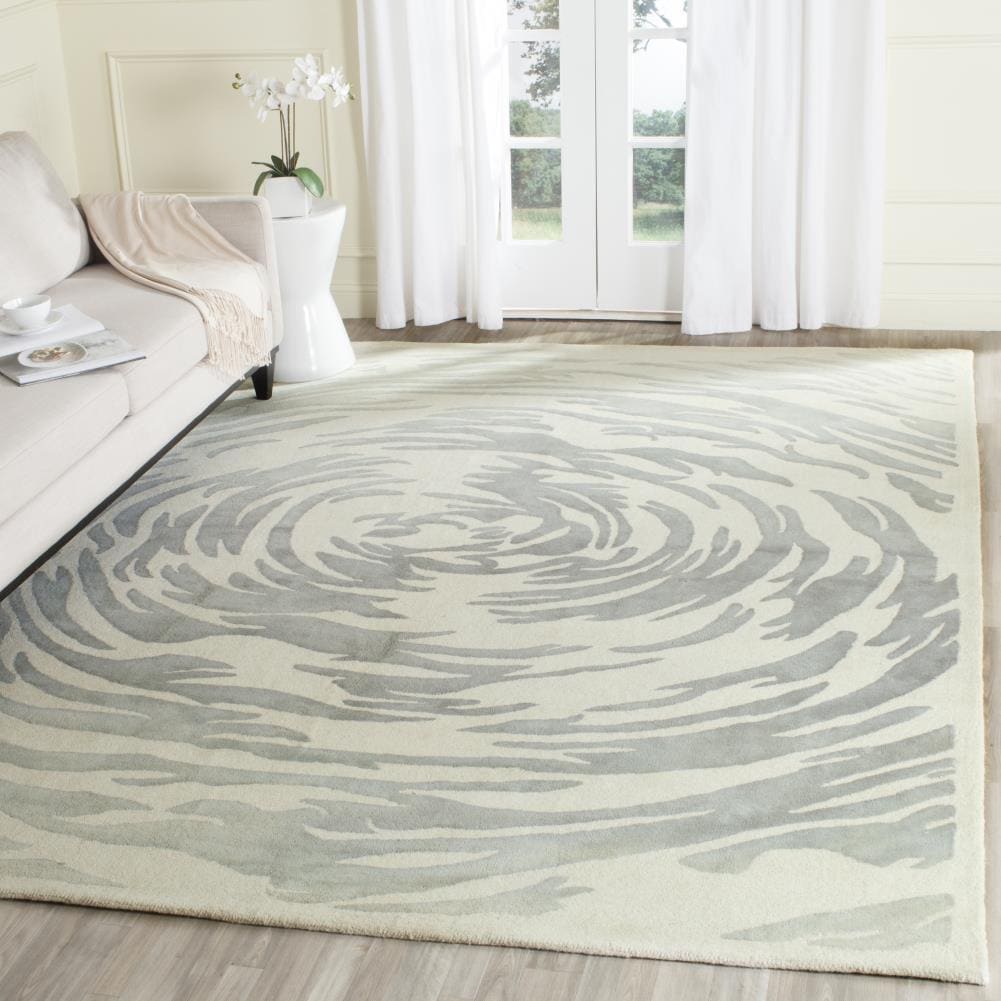 Bella 5' x 5' Square Gray Hand-Tufted Wool Rug