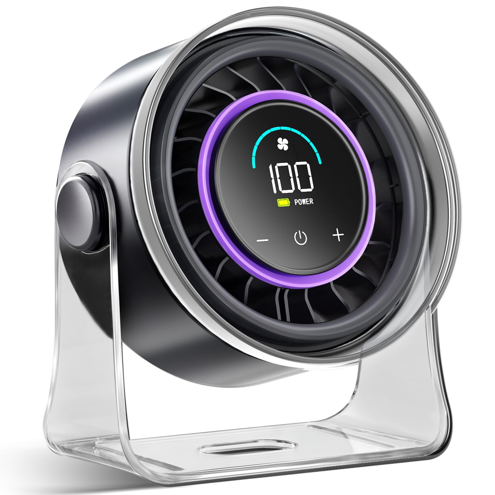AKSCYZM  Portable Desk Fan with 100 Speeds Digital Display 360 Degree Tilt renewable power power cell Powered Small Fan for Home Office Kitchen