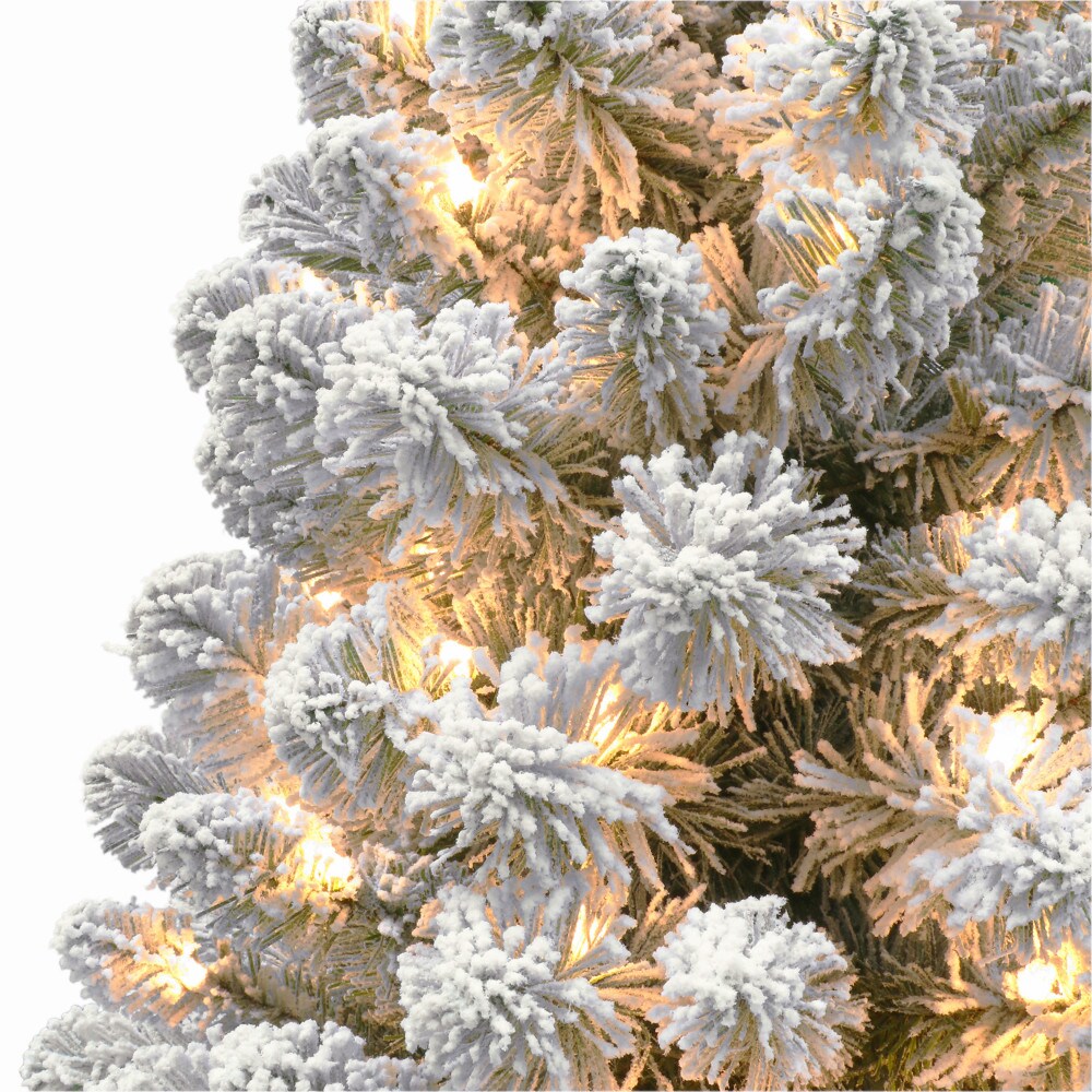 Puleo International 4-ft Pine Pre-lit Flocked Artificial Christmas Tree ...