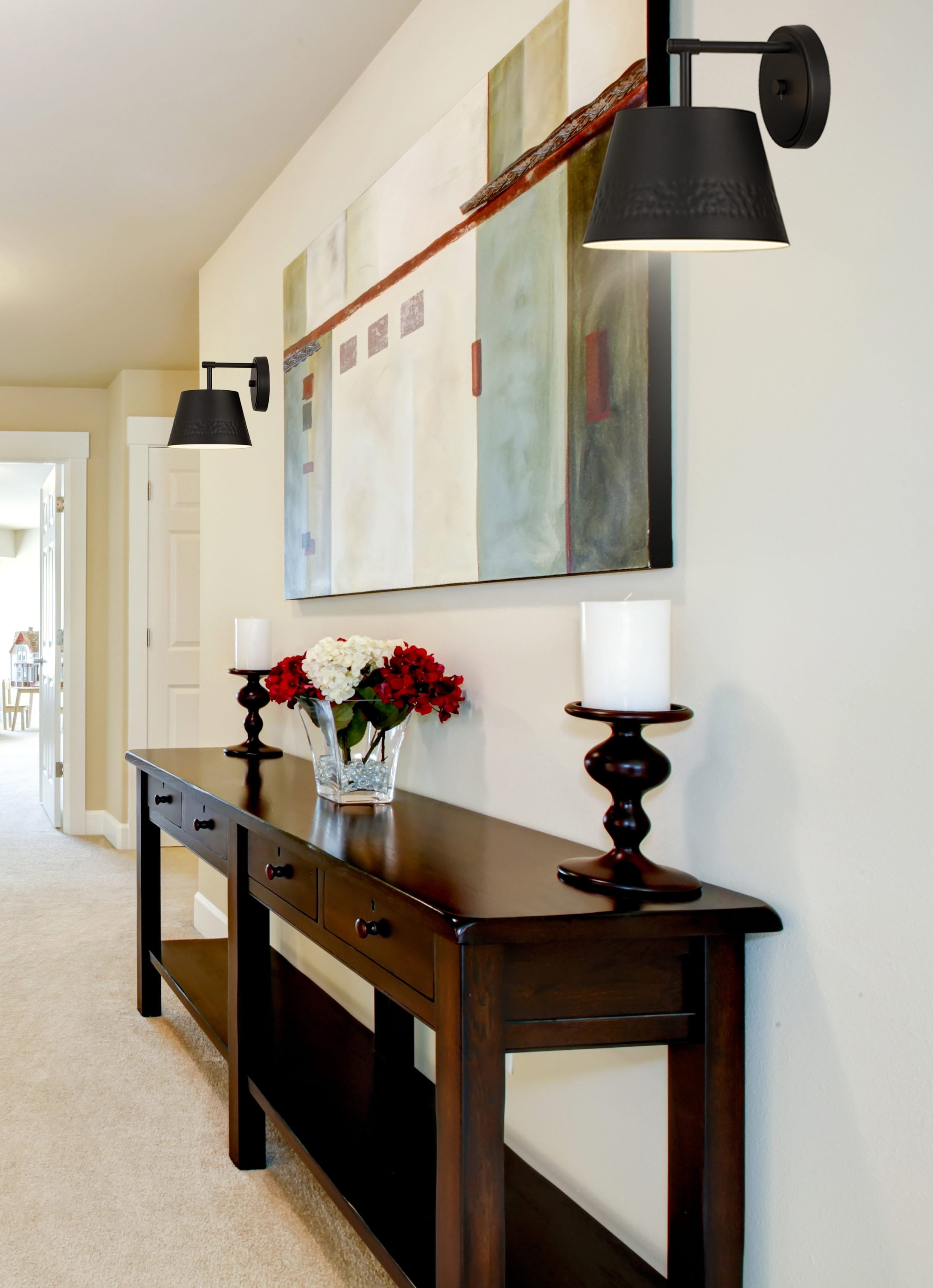 Maddox Matte Black Dimmable Wall Sconce with Hammered Detail