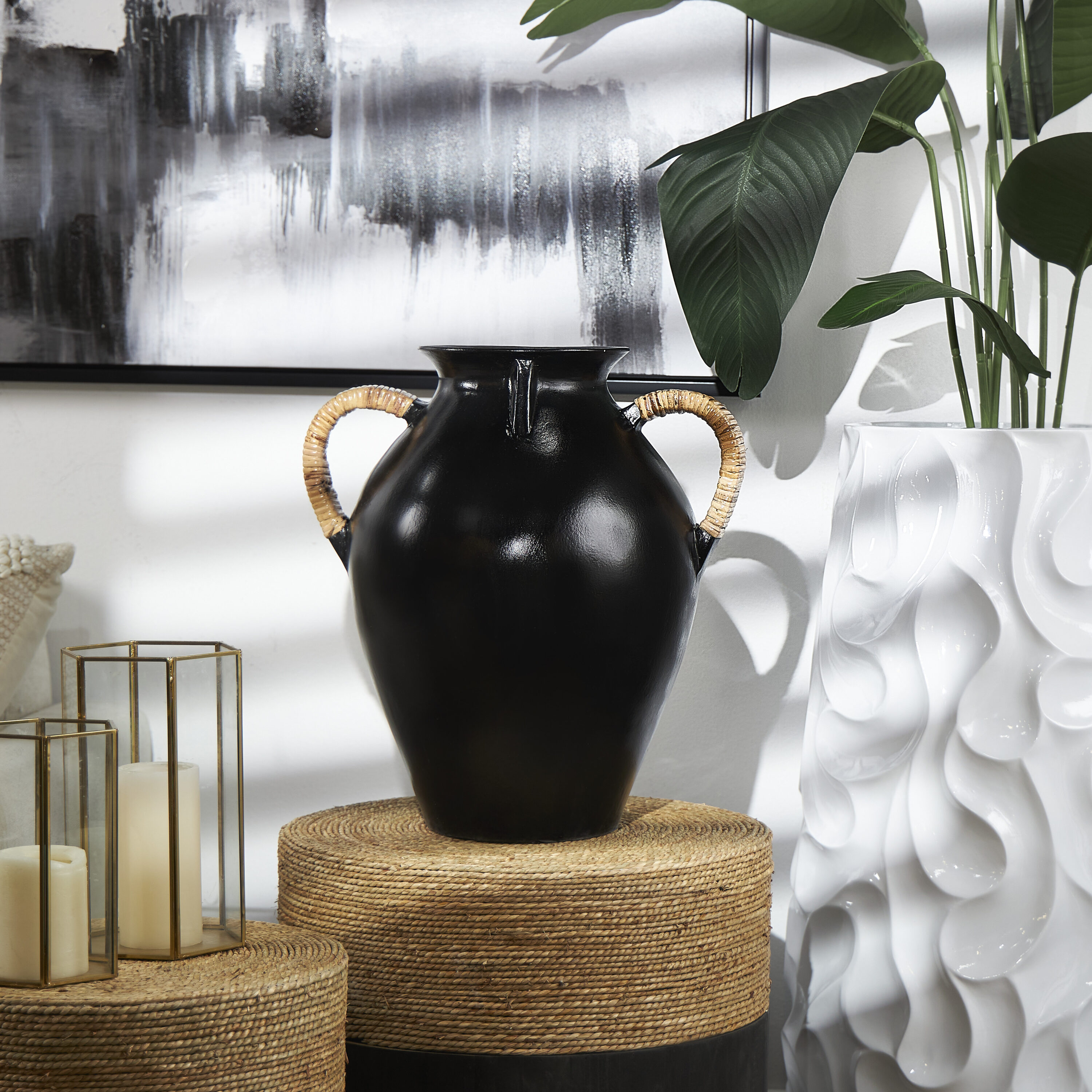 Grayson Lane 820518 Black Ceramic Modern Vase