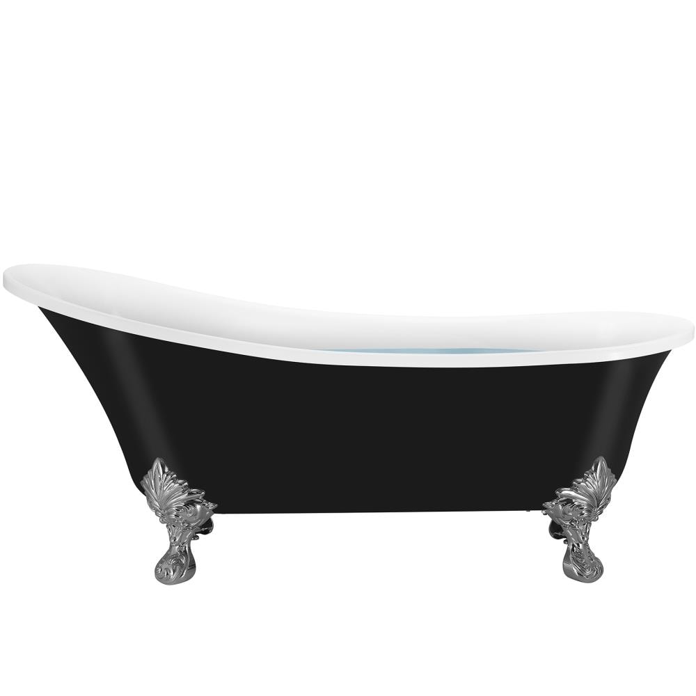 AKDY BT0221 27.9 in x 68.9 in Glossy Black Acrylic Oval Clawfoot Soaking Bathtub with Drain Back Center Drain BT0221 at Lowes