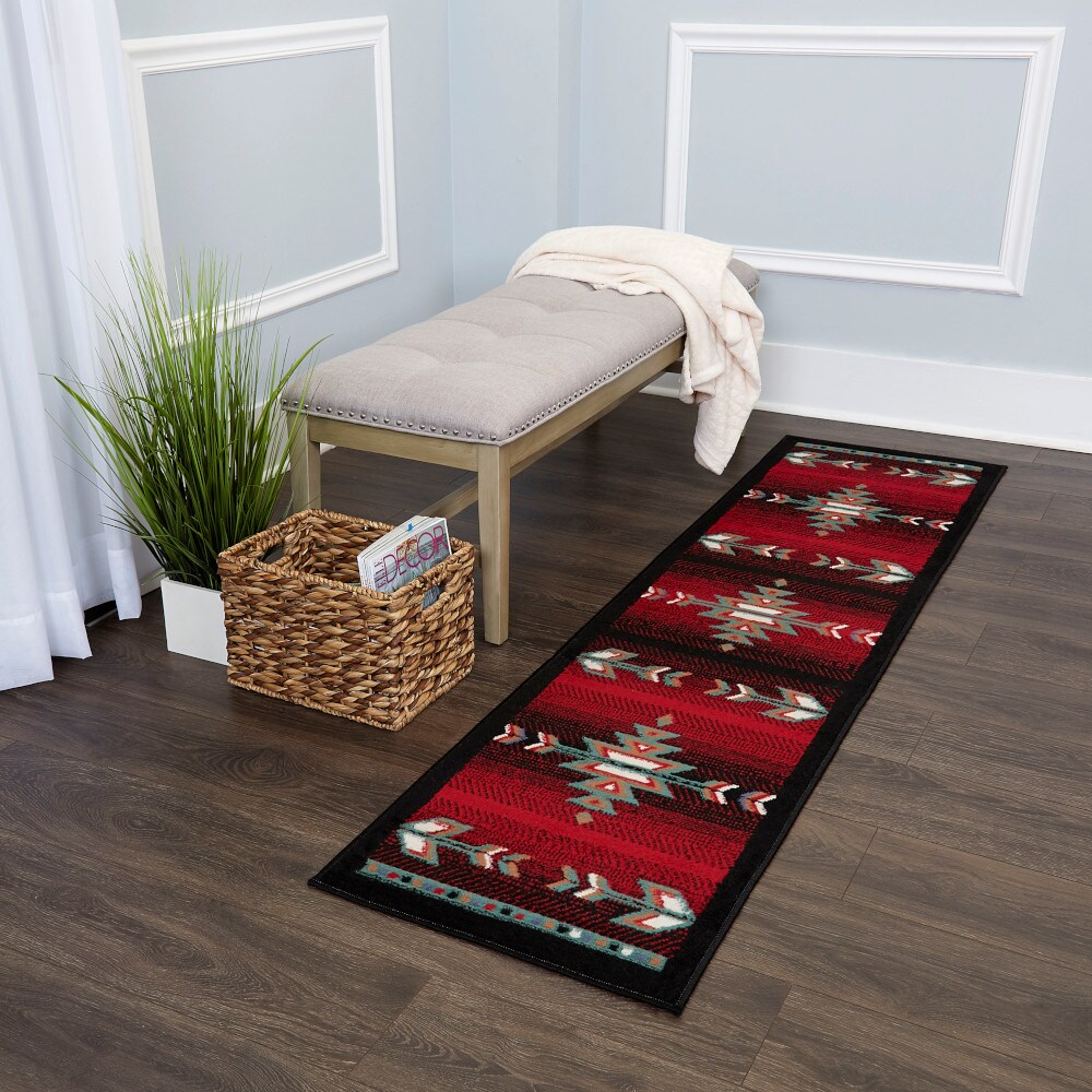 Home Dynamix 4-7053-450 Premium Sagrada 2 x 7 (ft) Loomed Polypropylene Black Rectangular Indoor Geometric Southwestern Runner rug