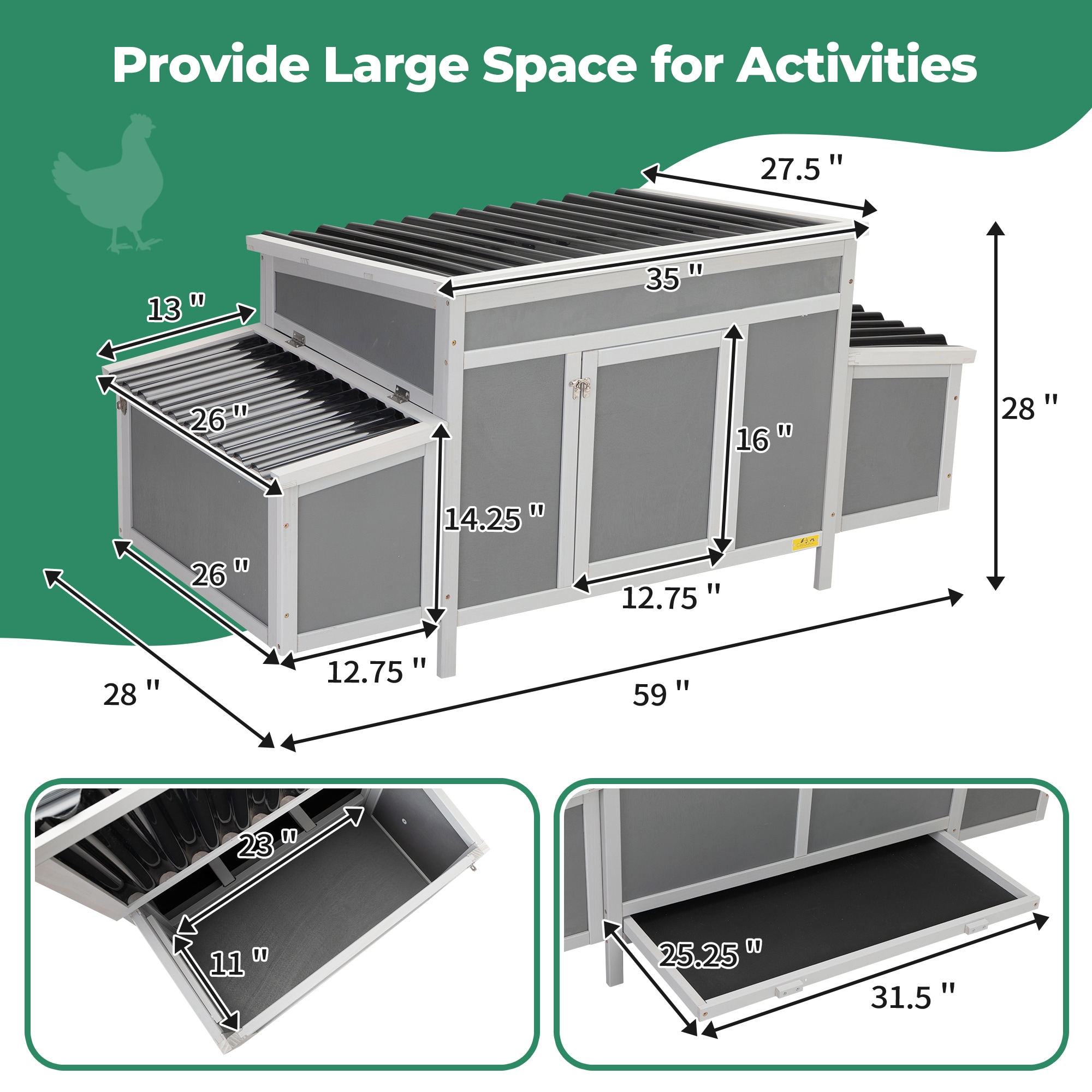 Coziwow Gray Wood Chicken Coop CW12S0534-L02 at Lowes.com
