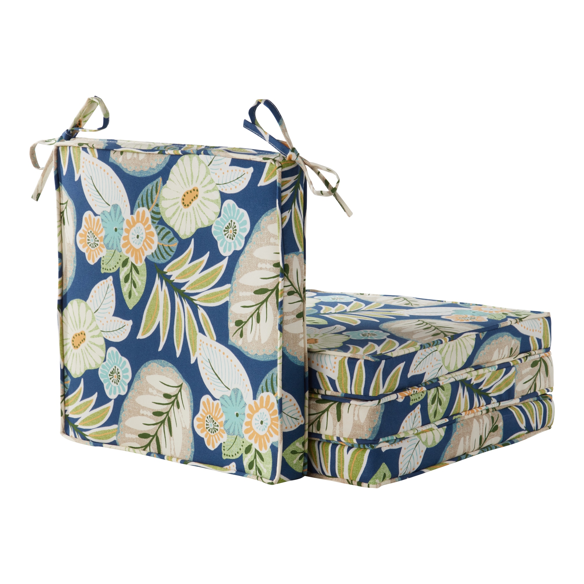 Greendale Home Fashions OP2100S4-MARLOW 18-in x 18-in 4 -Piece Marlow Blue Floral Patio chair cushion