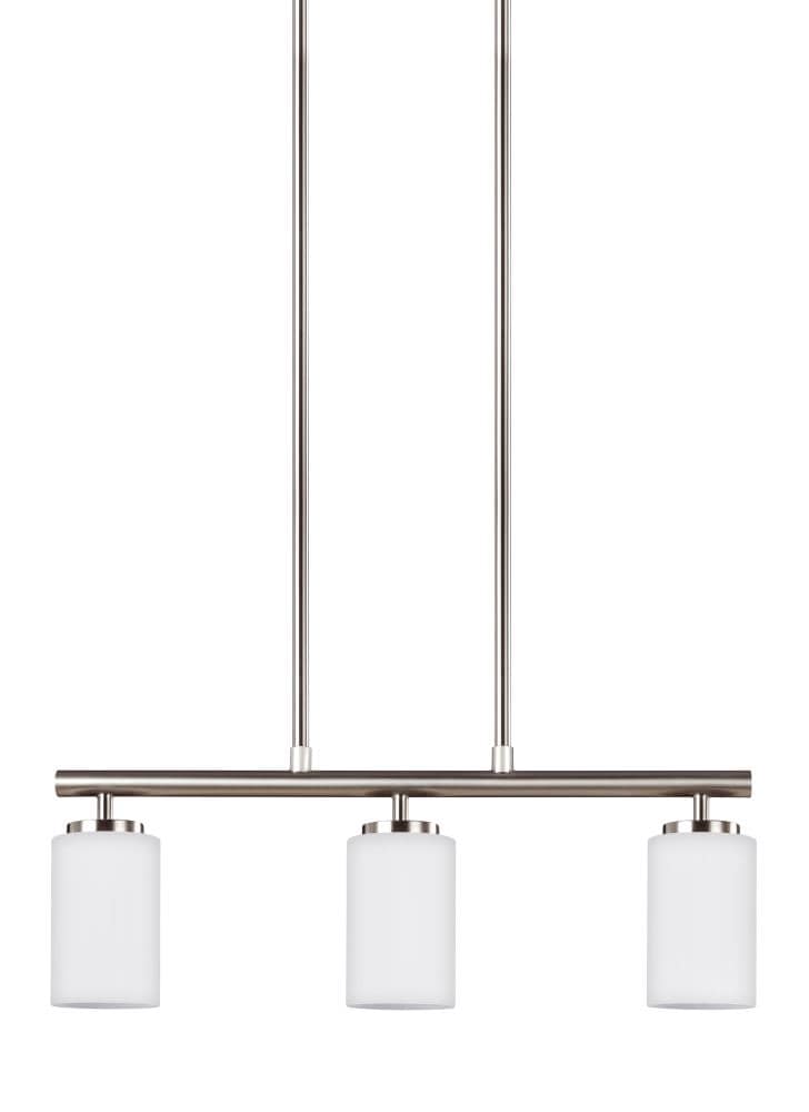 Generation Lighting 66160-962 Oslo 3 -Light Brushed Nickel Modern/contemporary Opal glass Cylinder Large Outdoor Hanging Pendant light