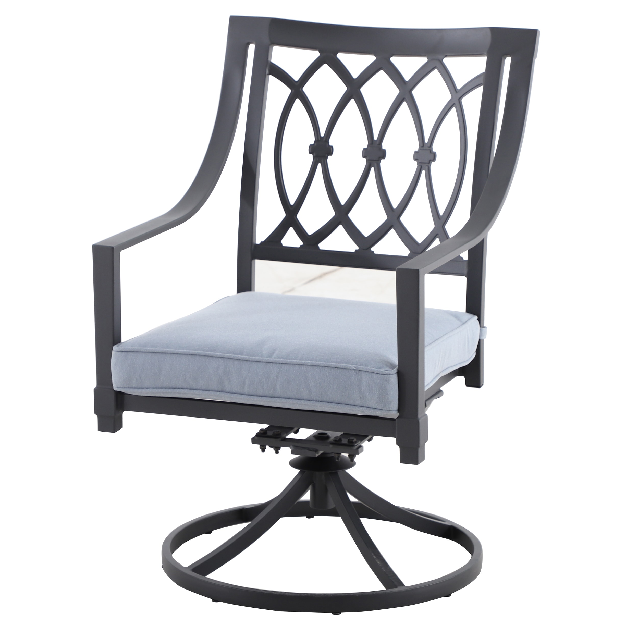 allen + roth Aspen Grove Set of 4 Gray Steel Frame Swivel Dining Chair ...