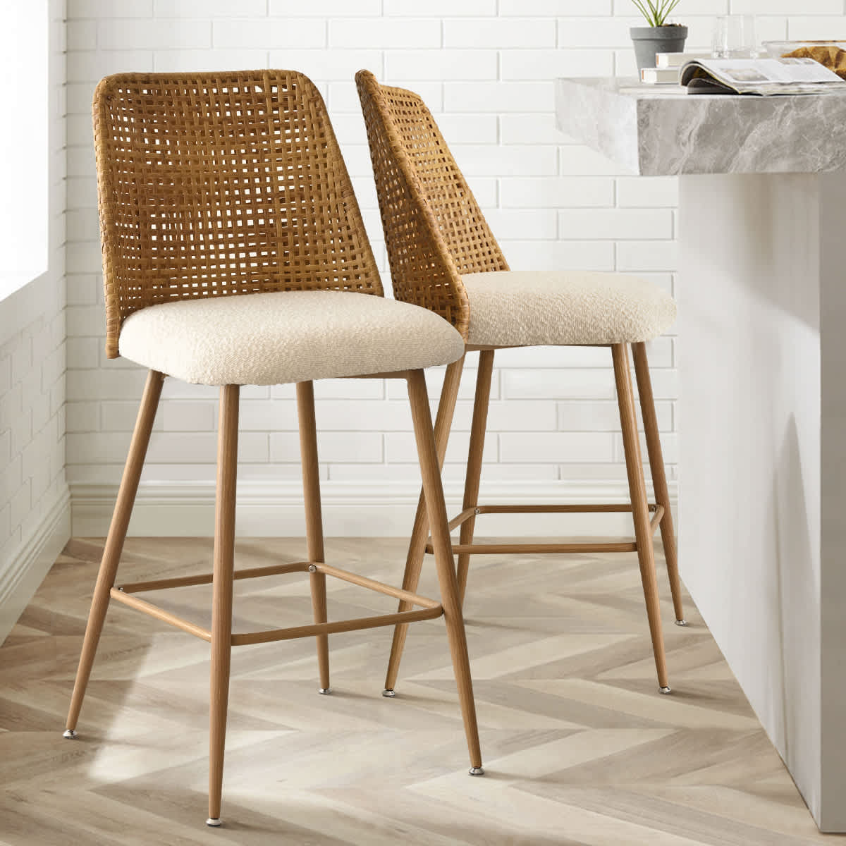 Maison Boucle NICE-MB-OAK-BEIGE stools - View #2