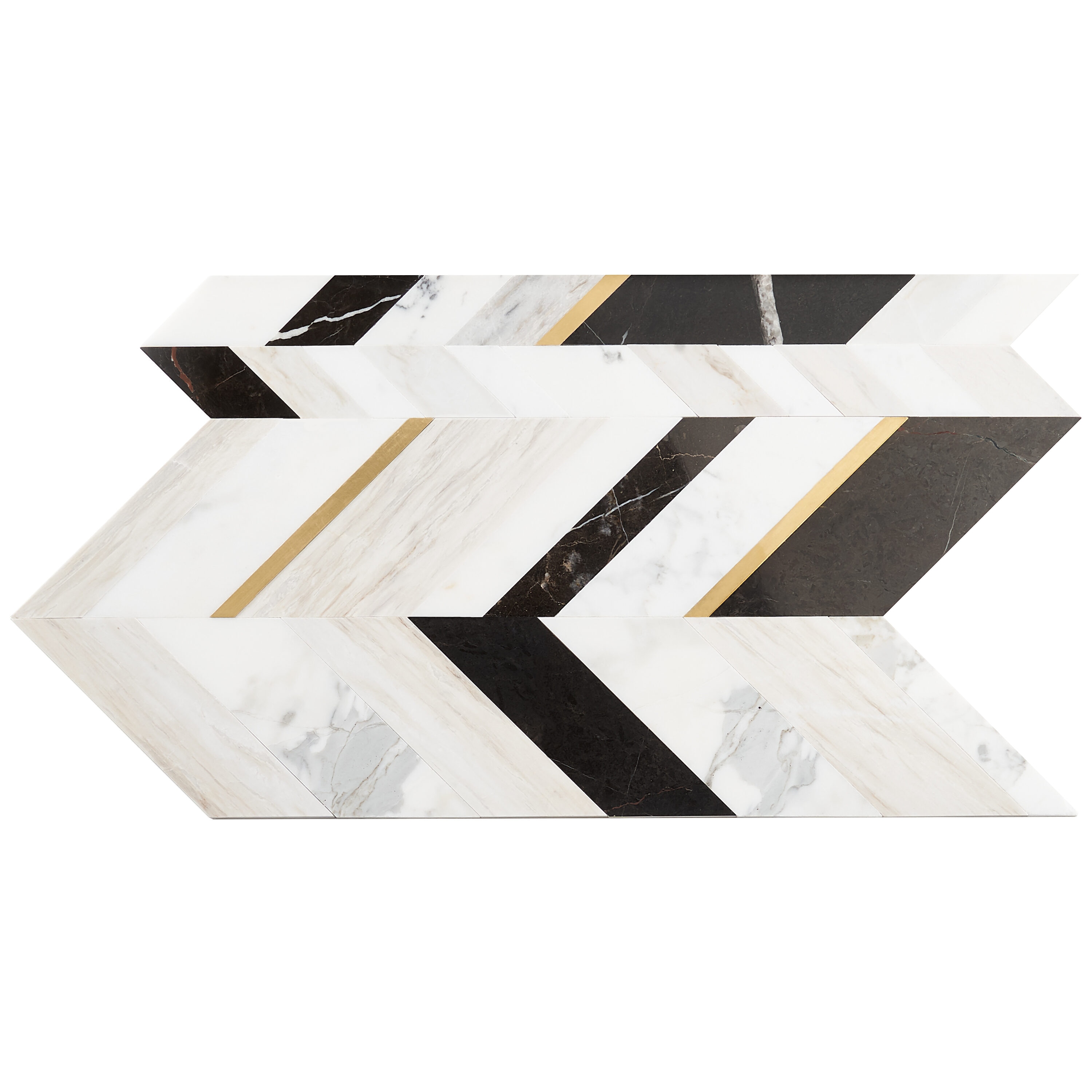 Tyra 11.81 in. x 18.89 in. Polished Marble and Brass Wall Mosaic Tile (1.55 Sq. Ft. / Each)