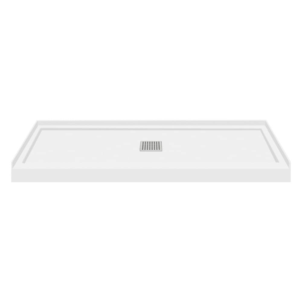 Transolid FL6032C-31 Linear 32-in W x 60-in L White Single Threshold Rectangle Shower pan base with 3-in H Threshold (Center Drain)