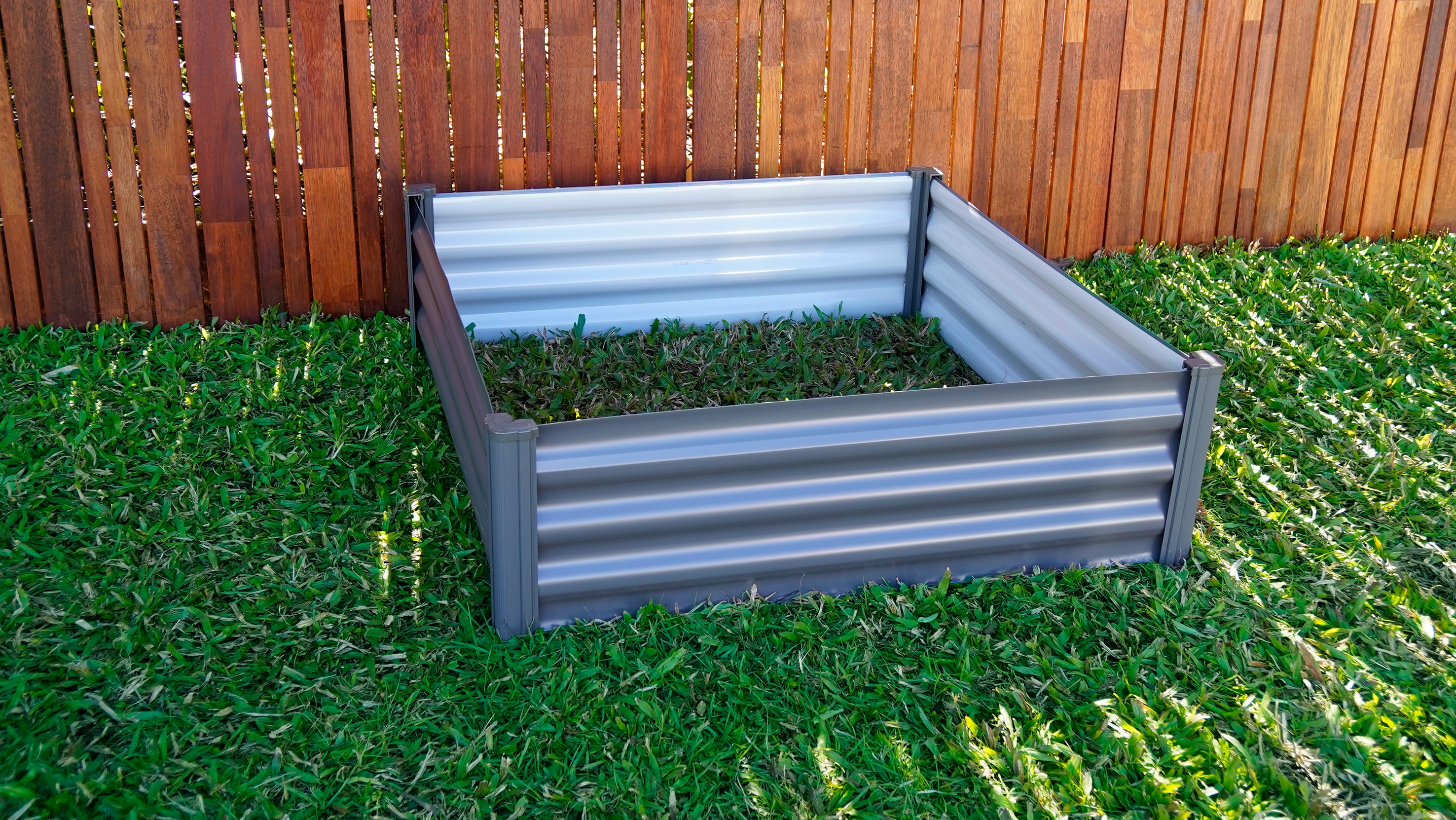 48" Gray Galvanized Steel Raised Garden Bed