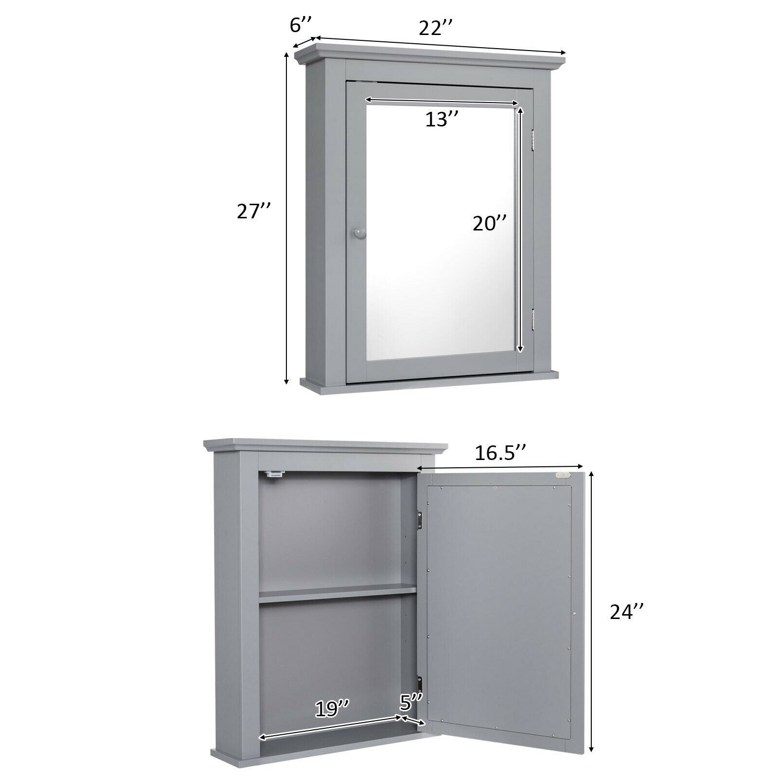WELLFOR OUG59321GR Bathroom-Medicine-Cabinets - View #12