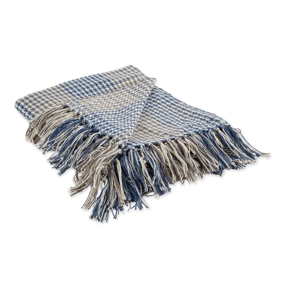 DII CAMZ11398 French blue and gray 50-in x 60-in Cotton Throw