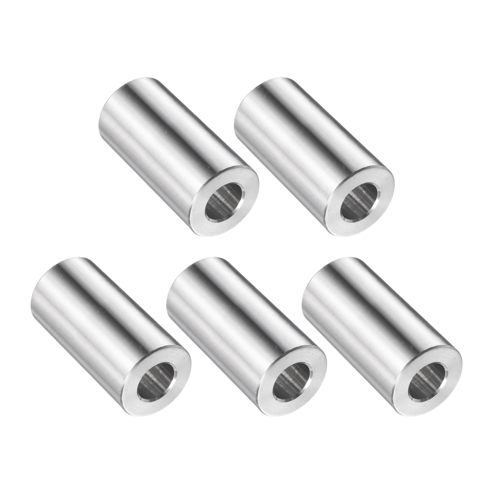 Unique Bargains 5pcs Stainless Steel Spacer 1/2-Inch Bore x 1-Inch OD x 2-Inch Length Screw Bushing Plain Finish Round Metal Spacer for M12 Screws Bolts and Rods