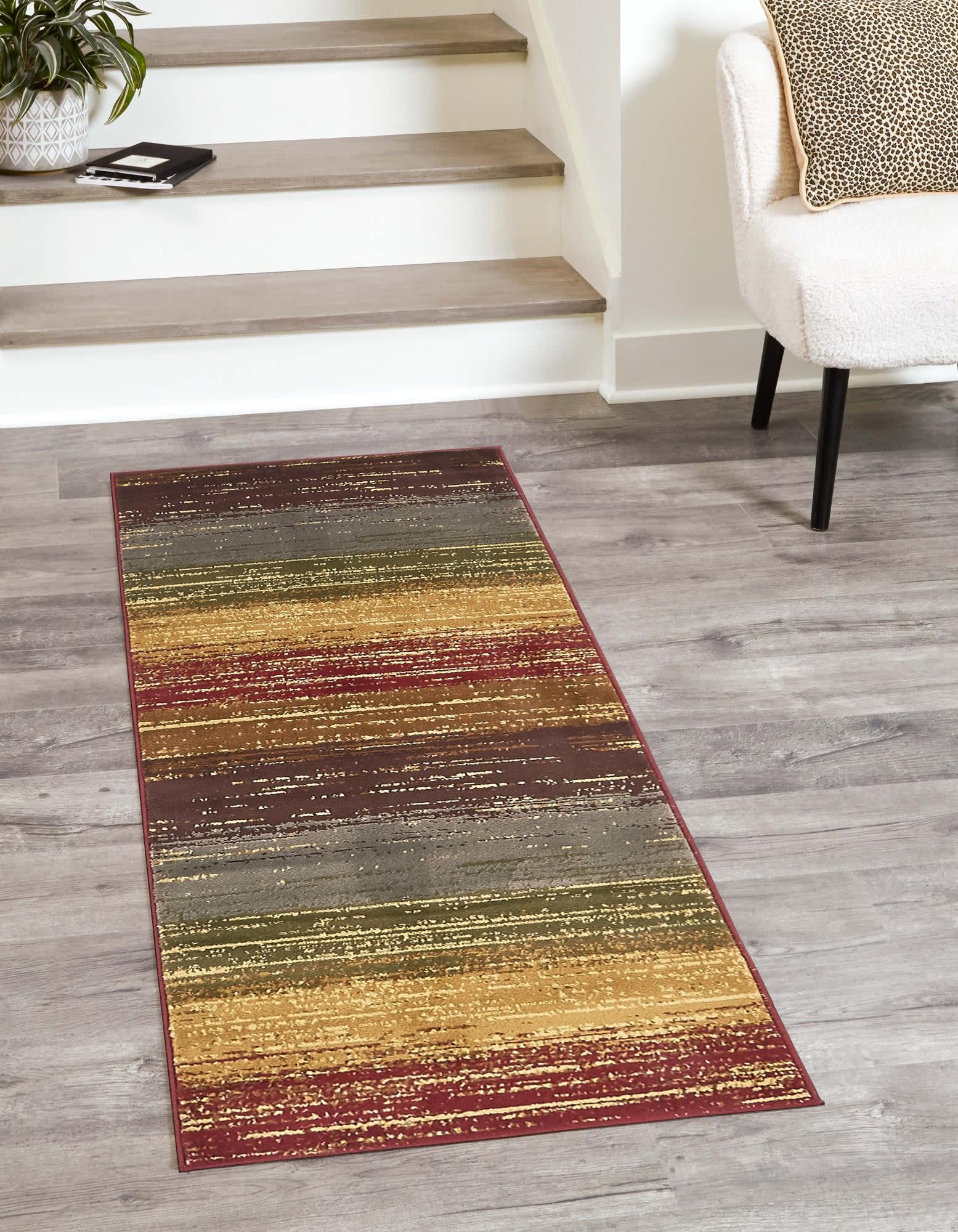 Unique Loom 3137922 Barista 2 x 6 (ft) Loomed Polypropylene Beige Rectangular Indoor Stripe Runner rug