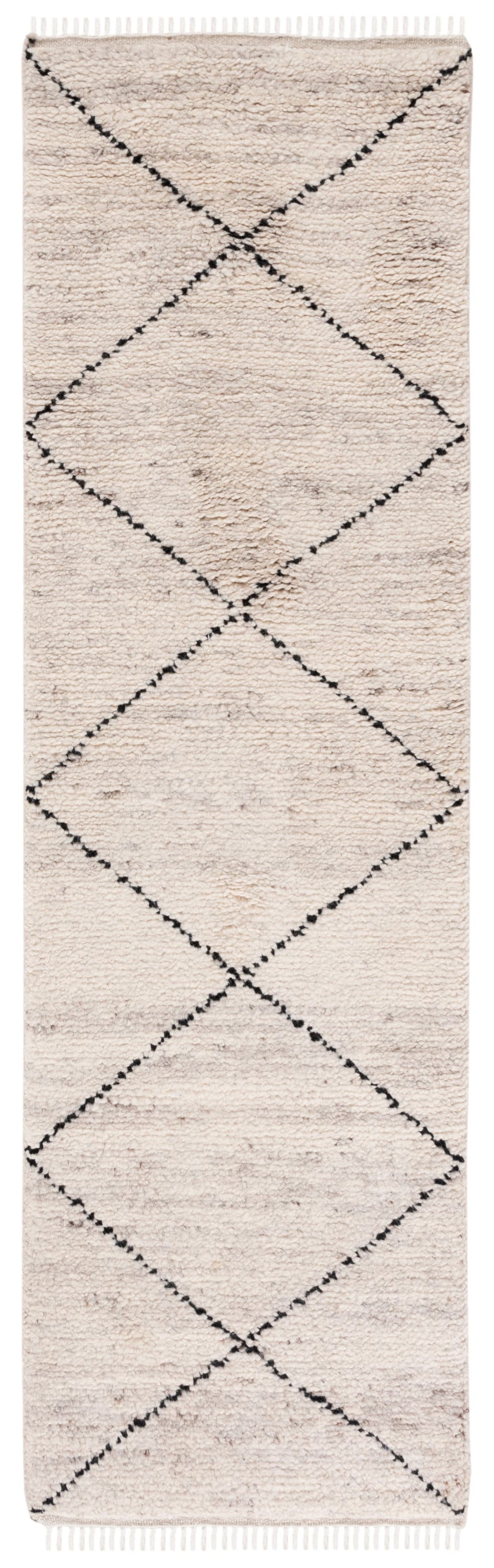Safavieh CSB543A-28 Casablanca Belona 2 x 8 (ft) Knotted Wool Ivory/Black Rectangular Indoor Geometric Farmhouse/Cottage Runner rug