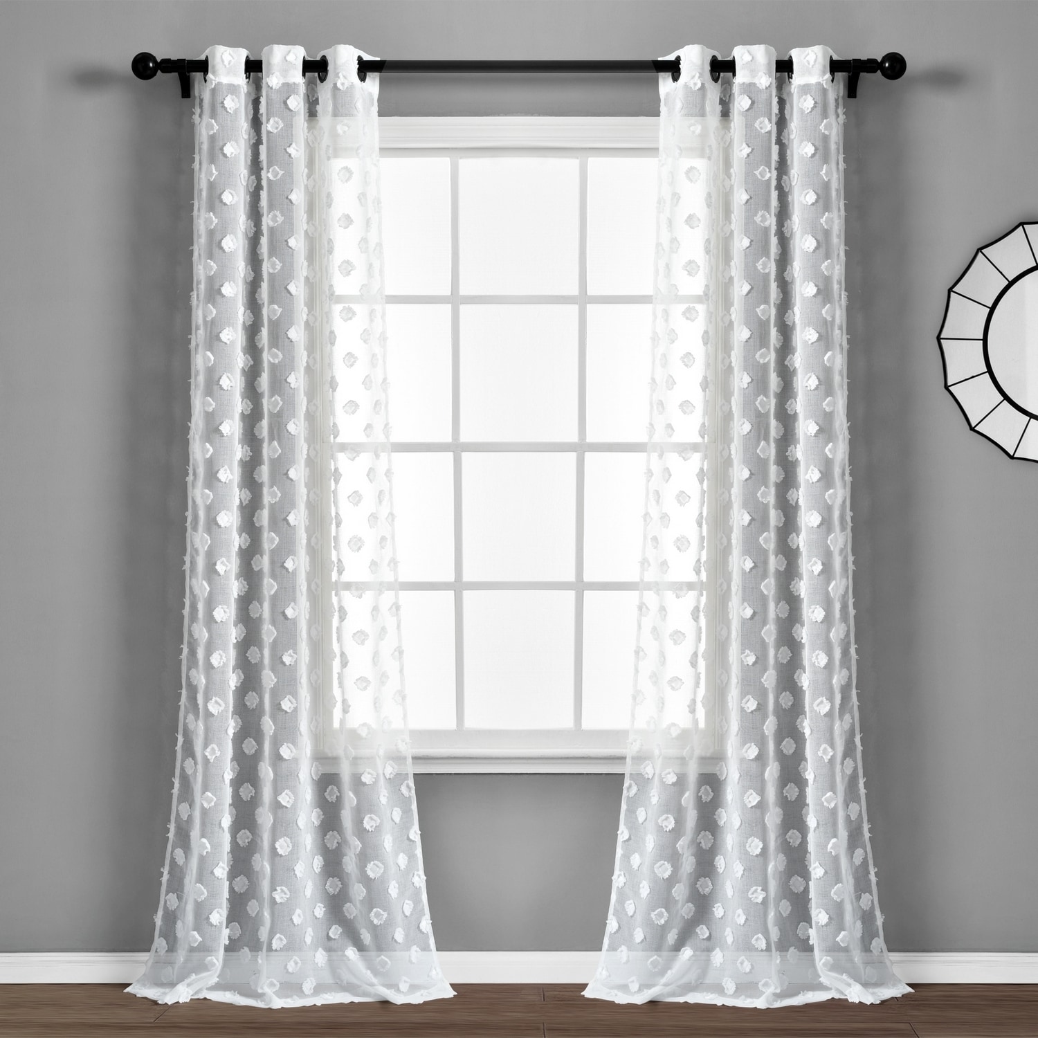 Lush Decor 16T004785 84-Inches White Sheer Grommet Curtain panel pair