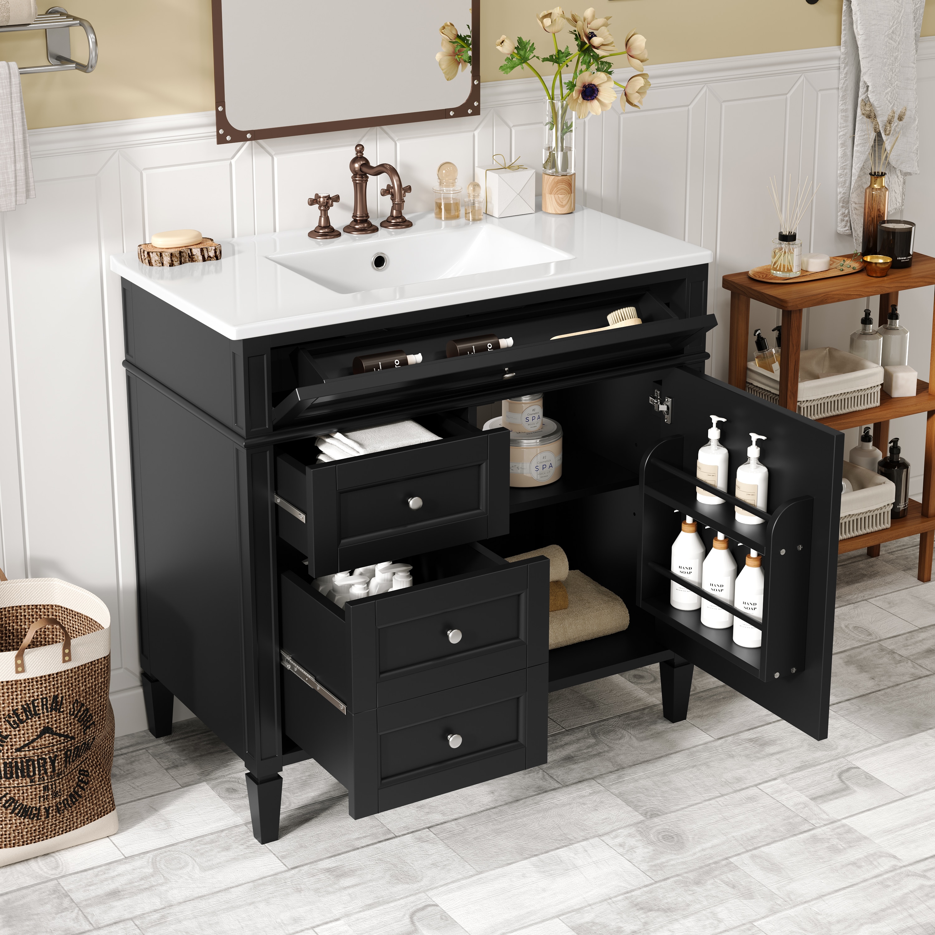 ModernLuxe - Assembly Required 36inch Bathroom Vanity with Top Sink Modern Bathroom Storage Cabin...