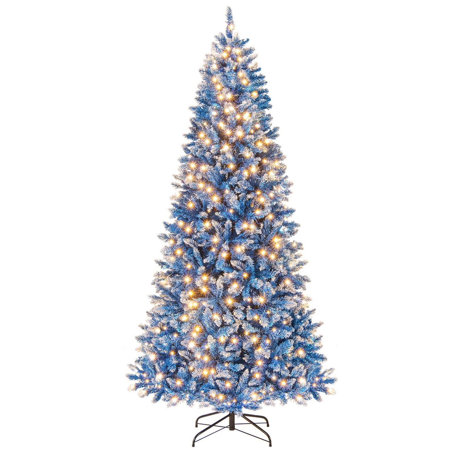 Costway - 7 FT Artificial Christmas Tree with 340 Warm White LED Lights 8 Lighting Modes