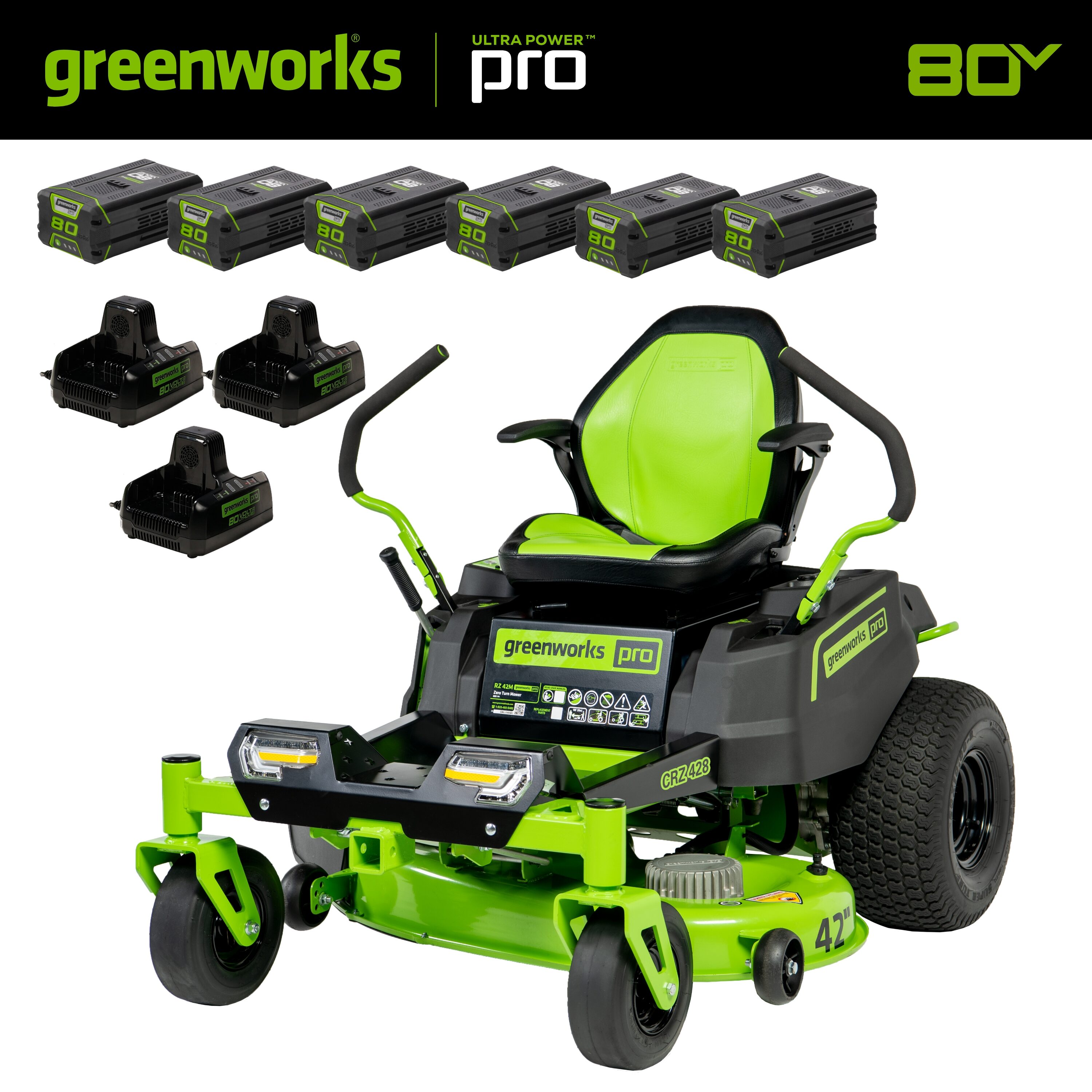 Greenworks Pro Crossover Zero Turn 42-in Lithium Ion Electric Riding Lawn  Mower (Charger Included)