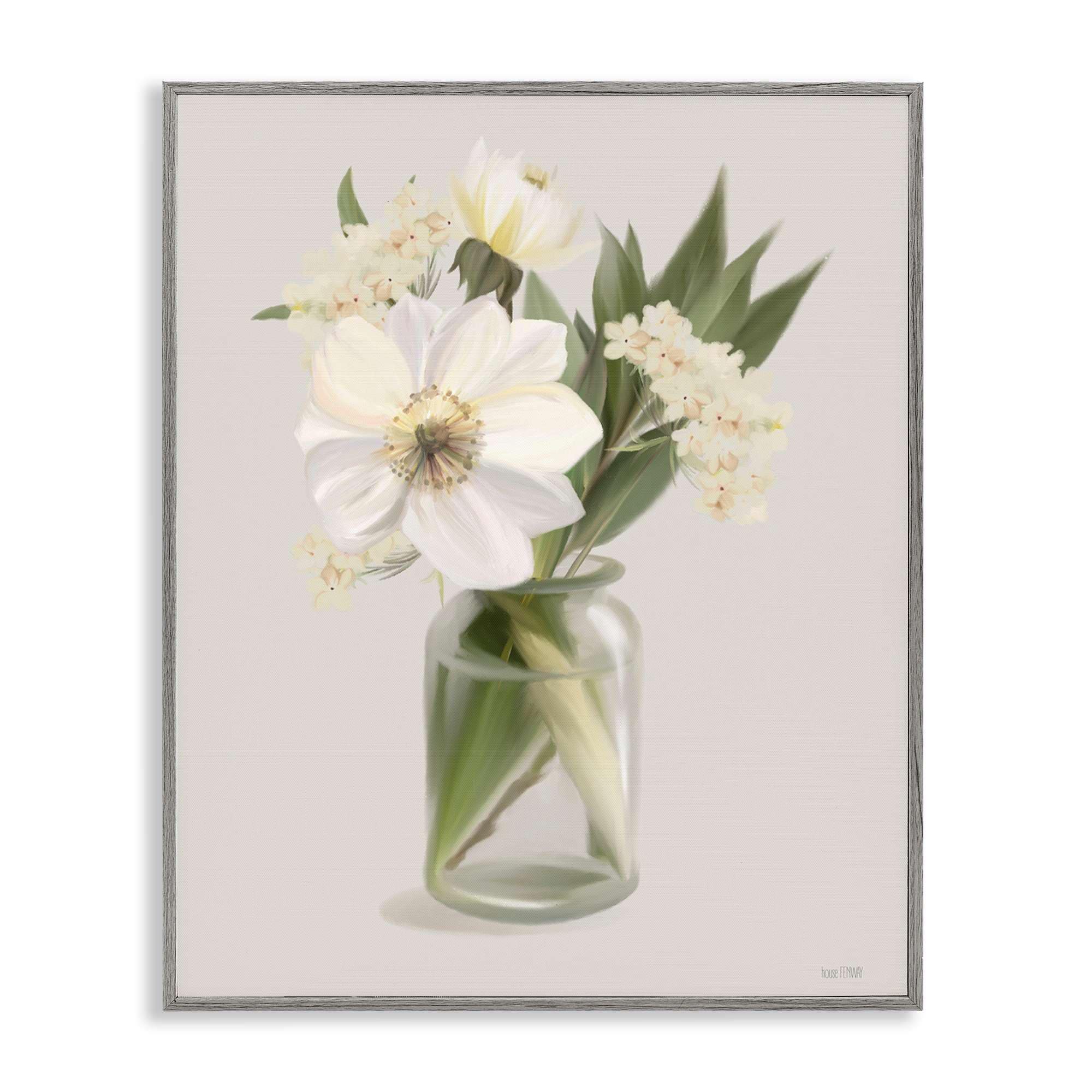 Stupell Industries BS-658-GFF-16X20 Spring Flower Bundle Vase Gray Framed Giclee Art By House Fenway 16 x 20