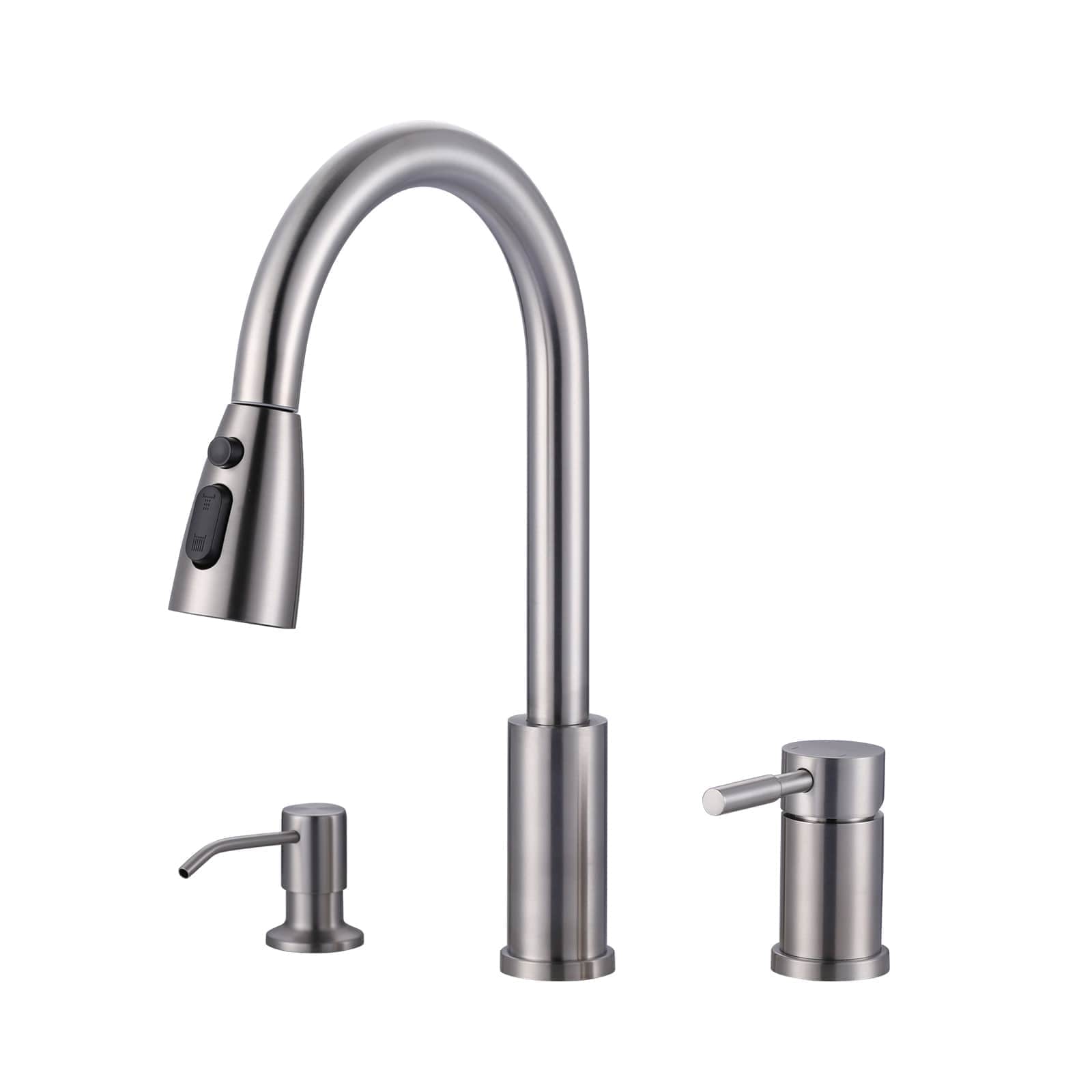 ARCORA Single Handle Pull Out Sprayer Kitchen Faucet with Soap Dispenser in Brushed Nickel